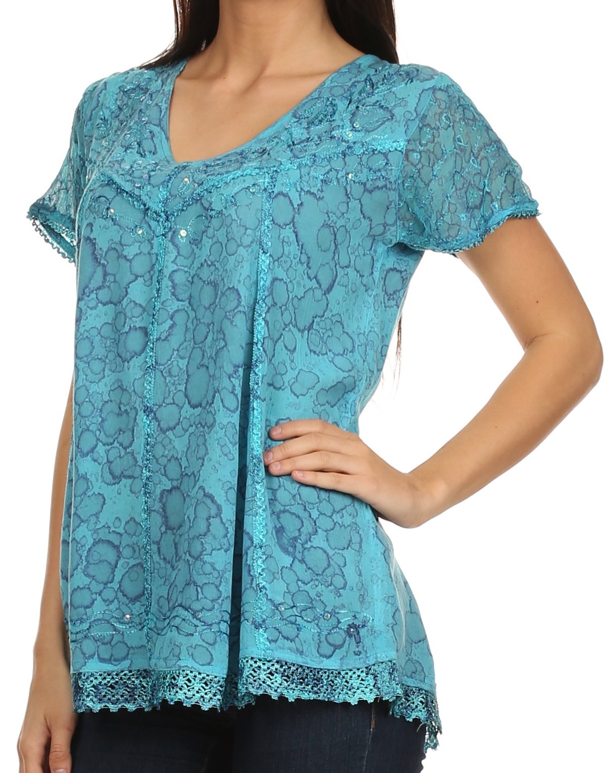Sakkas Charolette Embroidery And Seqiun Accents Blouse - Concordia Style Boutique
