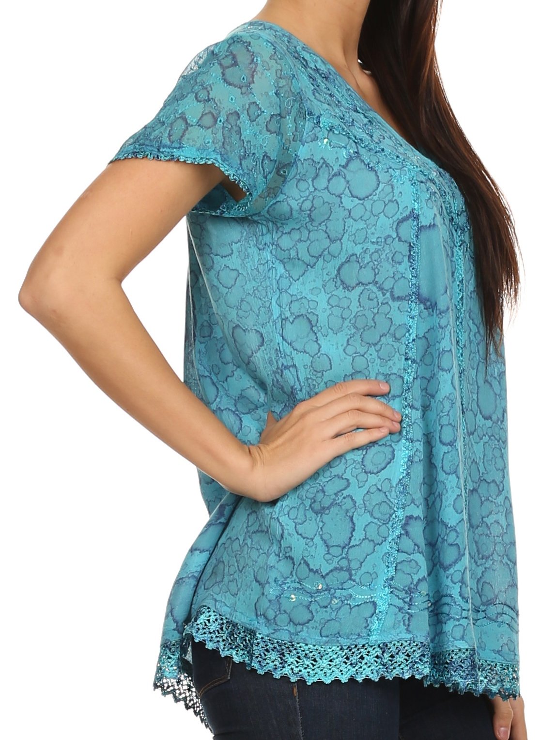 Sakkas Charolette Embroidery And Seqiun Accents Blouse - Concordia Style Boutique
