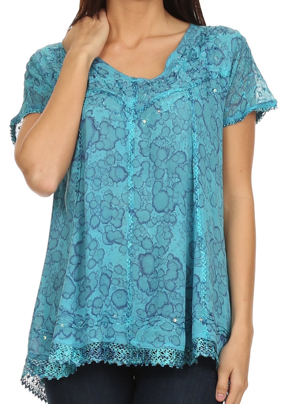 Sakkas Charolette Embroidery And Seqiun Accents Blouse - Concordia Style Boutique