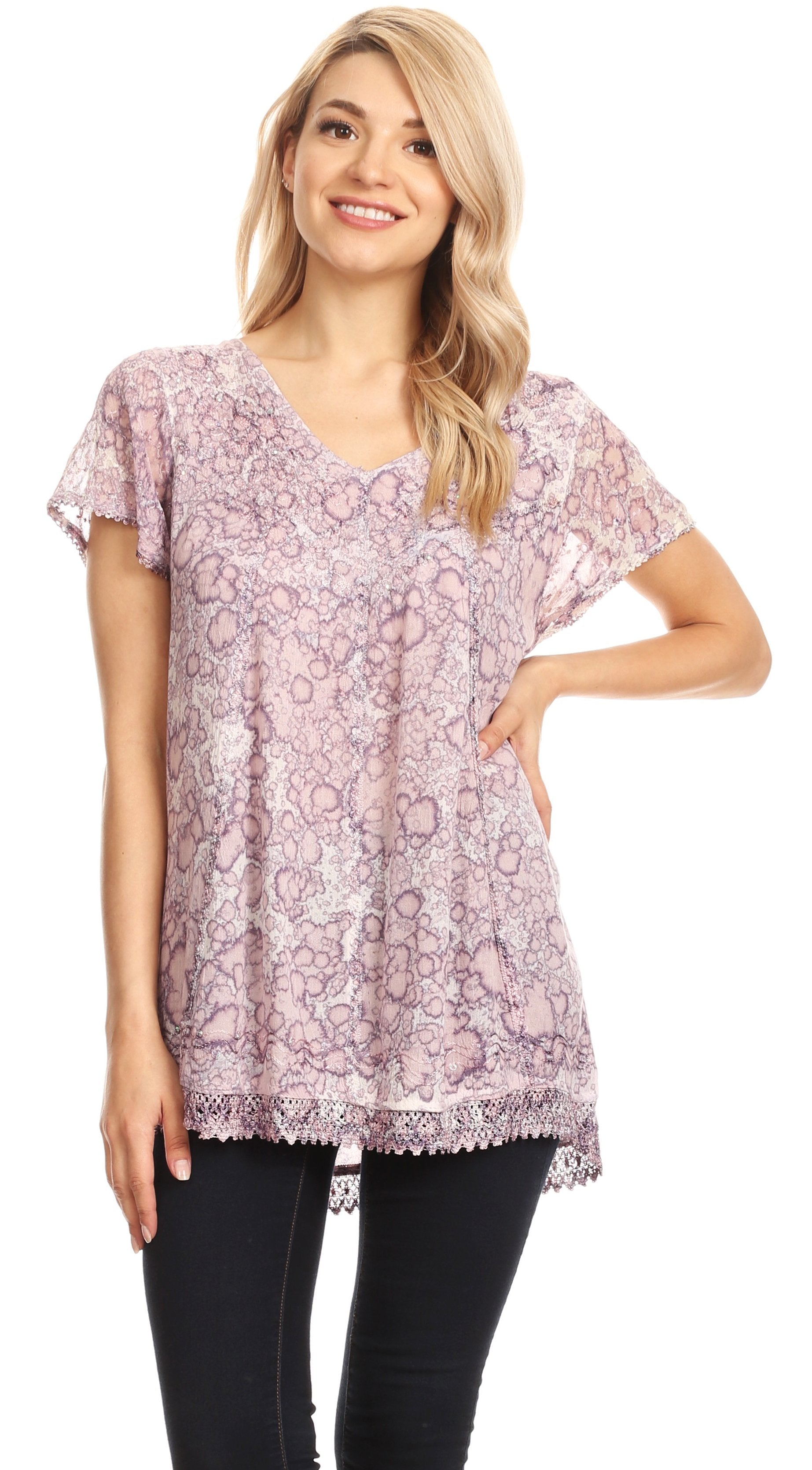 Sakkas Charolette Embroidery And Seqiun Accents Blouse - Concordia Style Boutique