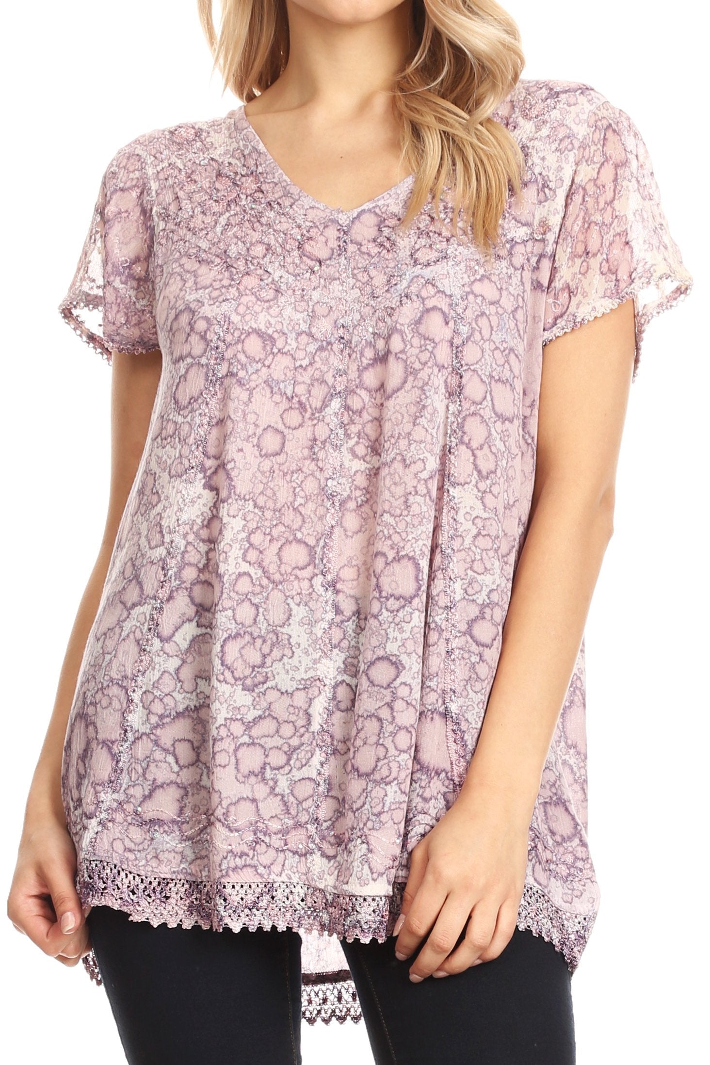 Sakkas Charolette Embroidery And Seqiun Accents Blouse - Concordia Style Boutique