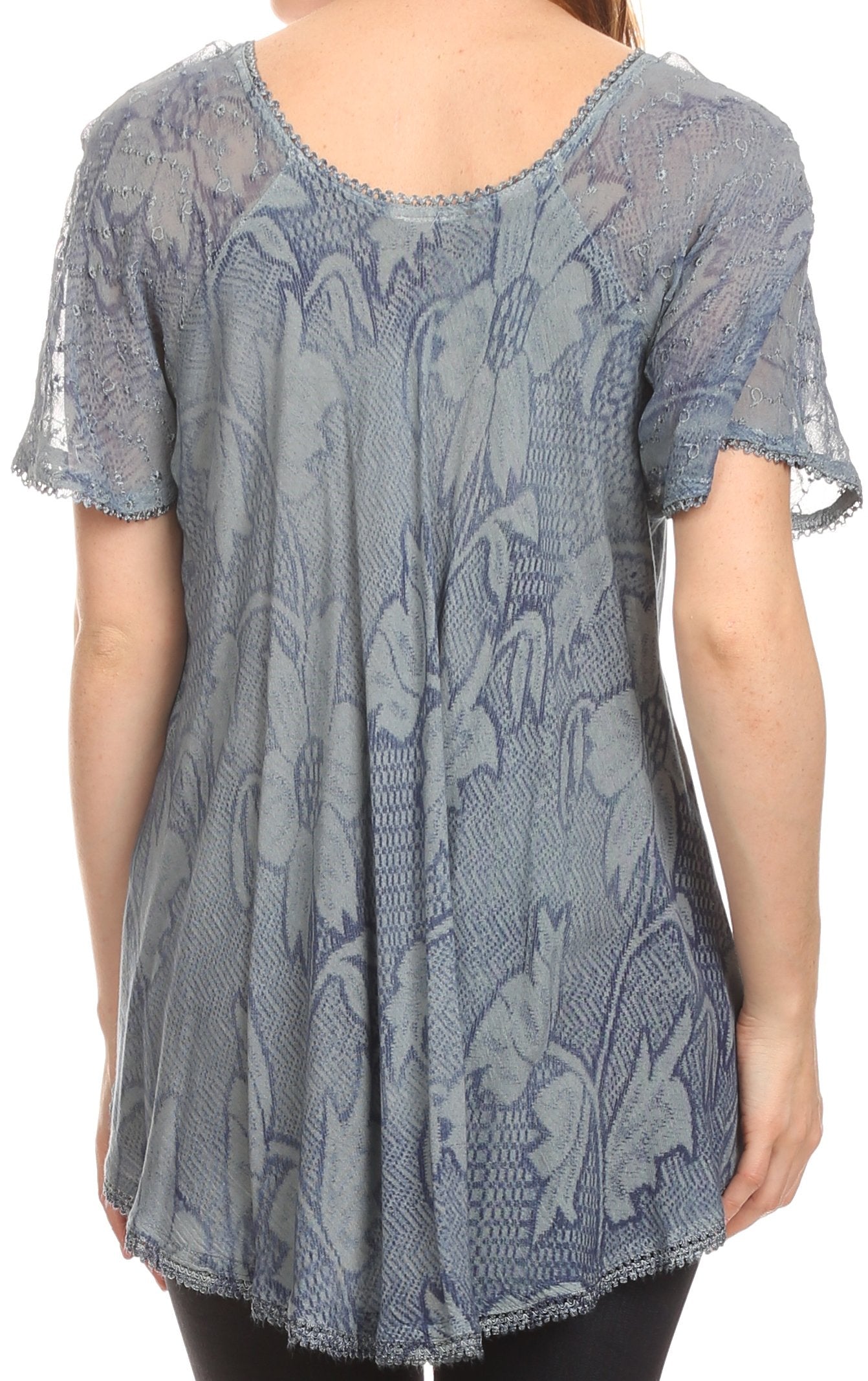 Sakkas Maliky Wide Corset Neck Floral Embroidered Cap Sleeve Blouse Top Shirt - Premium tops from Sakkas Store - Just $25.99! Shop now at Concordia Style Boutique