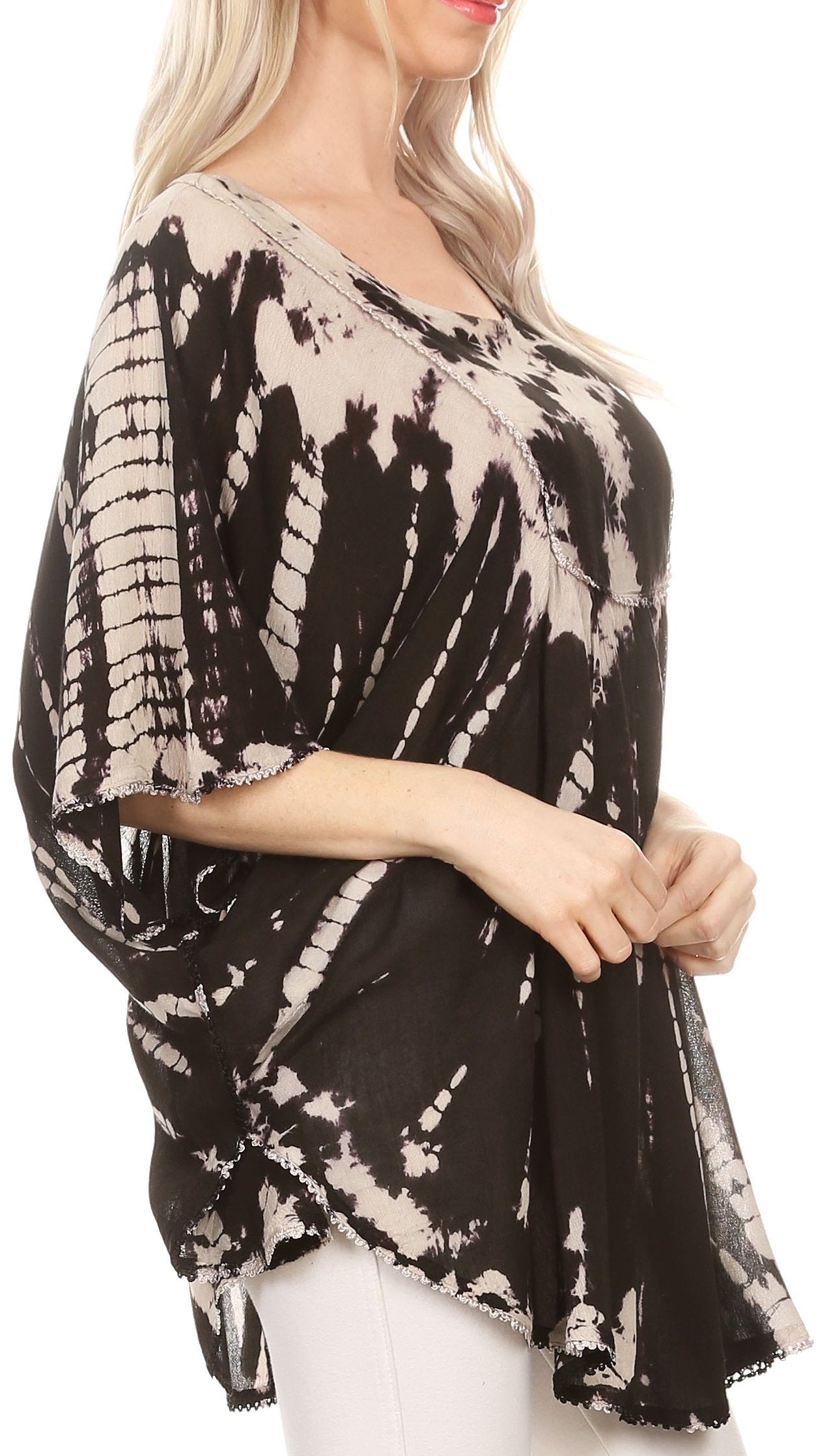 Sakkas Sunia Tie Dye Caftan Sleeve Blouse | Cover Up - Concordia Style Boutique