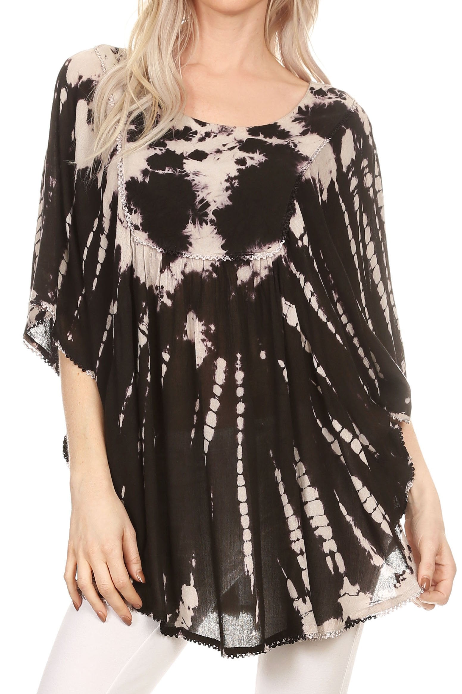 Sakkas Sunia Tie Dye Caftan Sleeve Blouse | Cover Up - Concordia Style Boutique