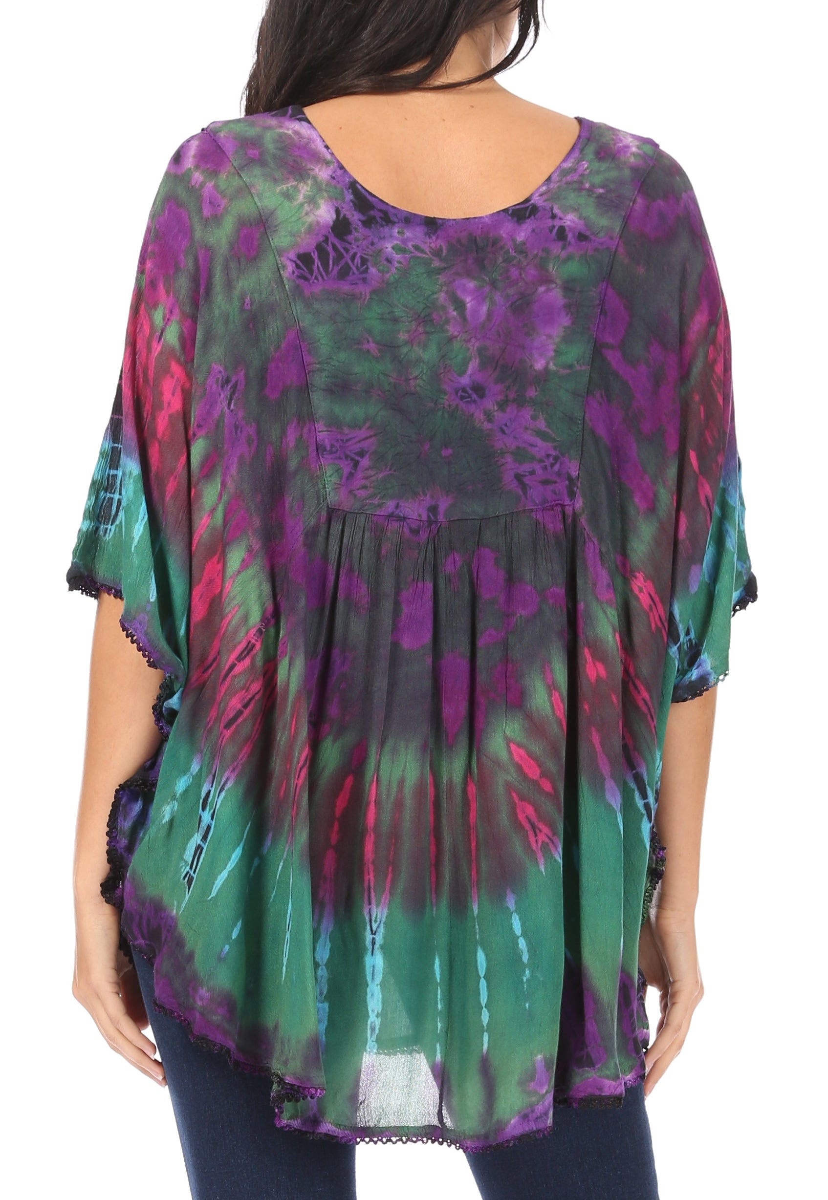 Sakkas Sunia Tie Dye Caftan Sleeve Blouse | Cover Up - Concordia Style Boutique