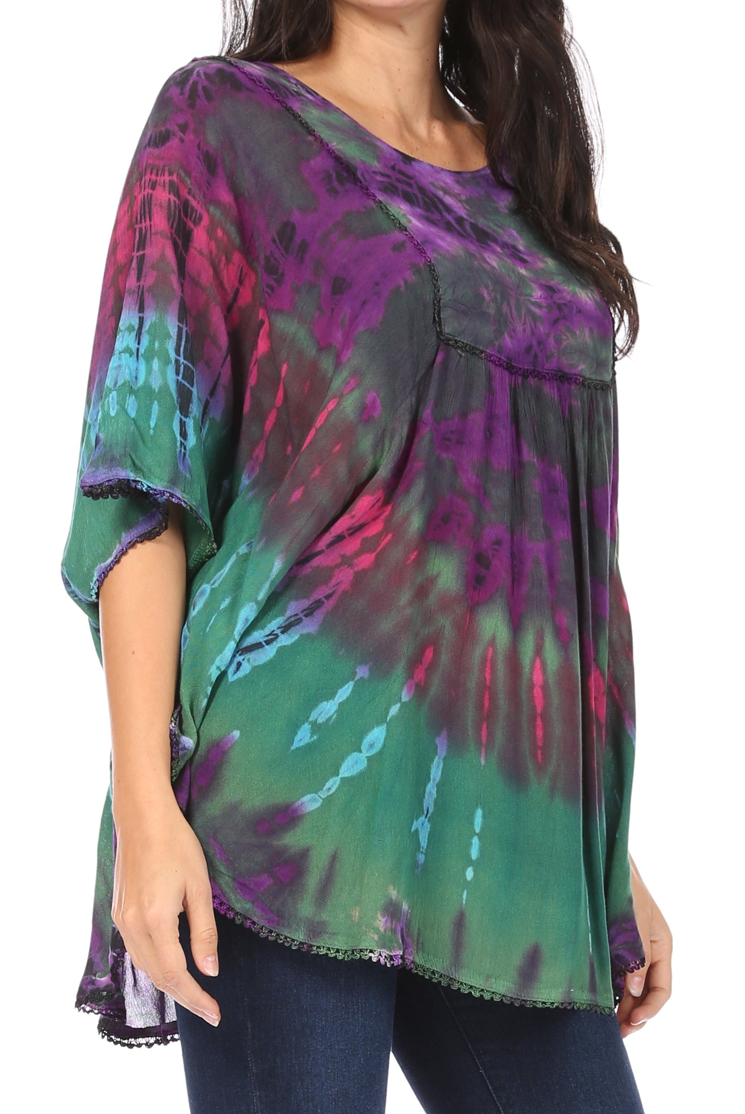 Sakkas Sunia Tie Dye Caftan Sleeve Blouse | Cover Up - Concordia Style Boutique