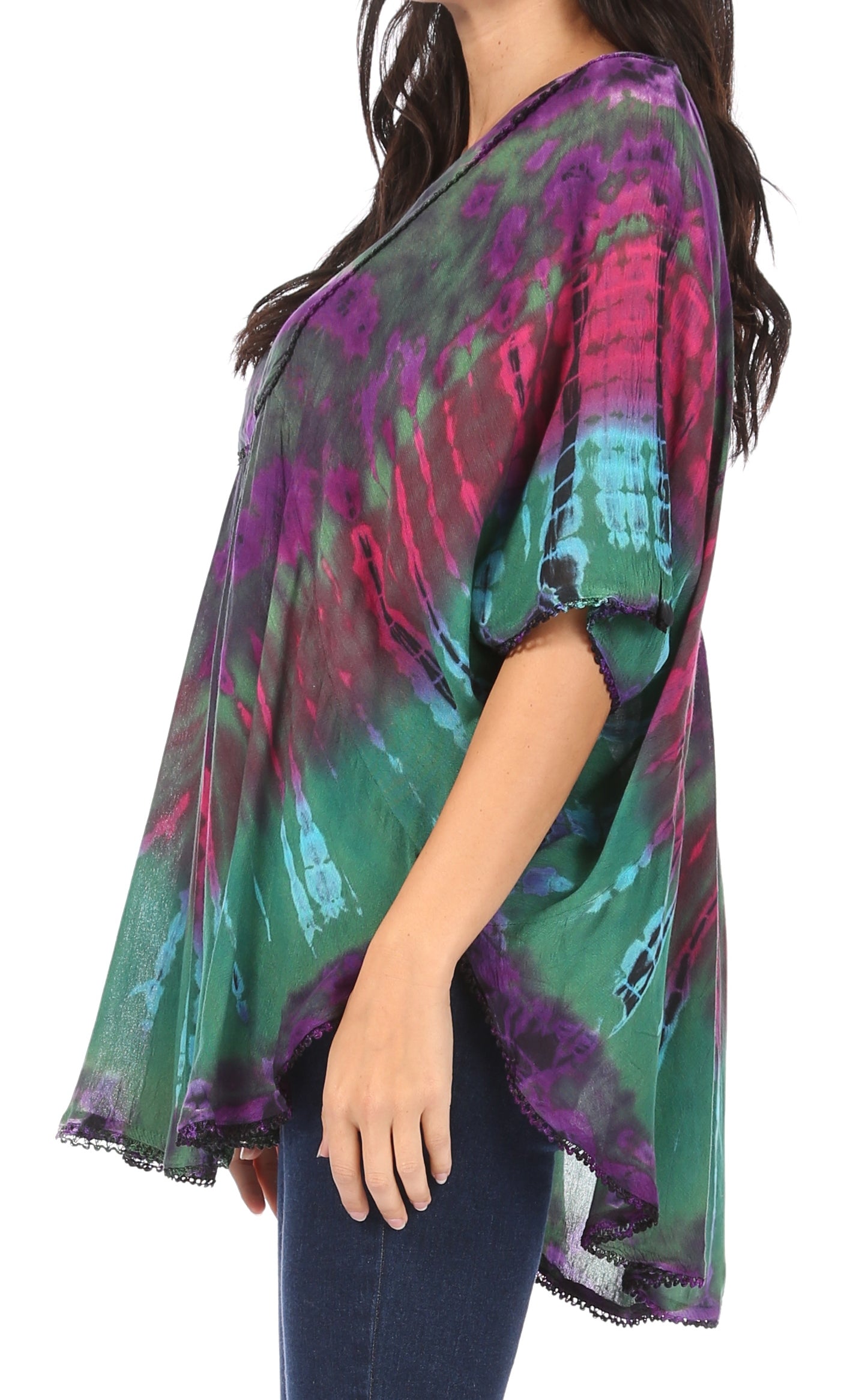 Sakkas Sunia Tie Dye Caftan Sleeve Blouse | Cover Up - Concordia Style Boutique