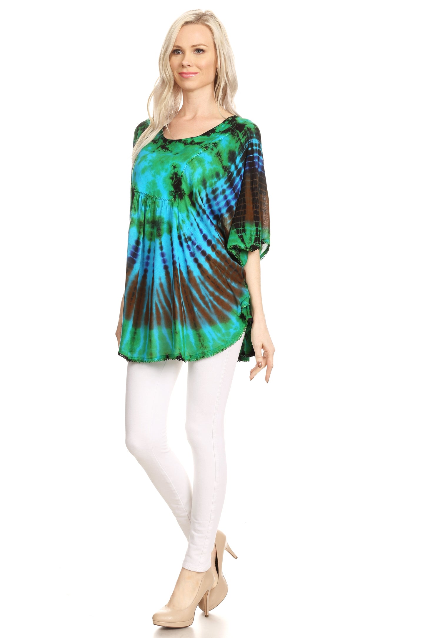 Sakkas Sunia Tie Dye Caftan Sleeve Blouse | Cover Up - Concordia Style Boutique
