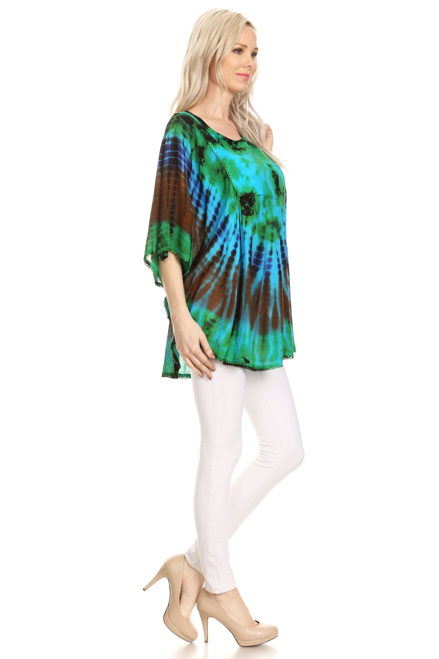 Sakkas Sunia Tie Dye Caftan Sleeve Blouse | Cover Up - Concordia Style Boutique