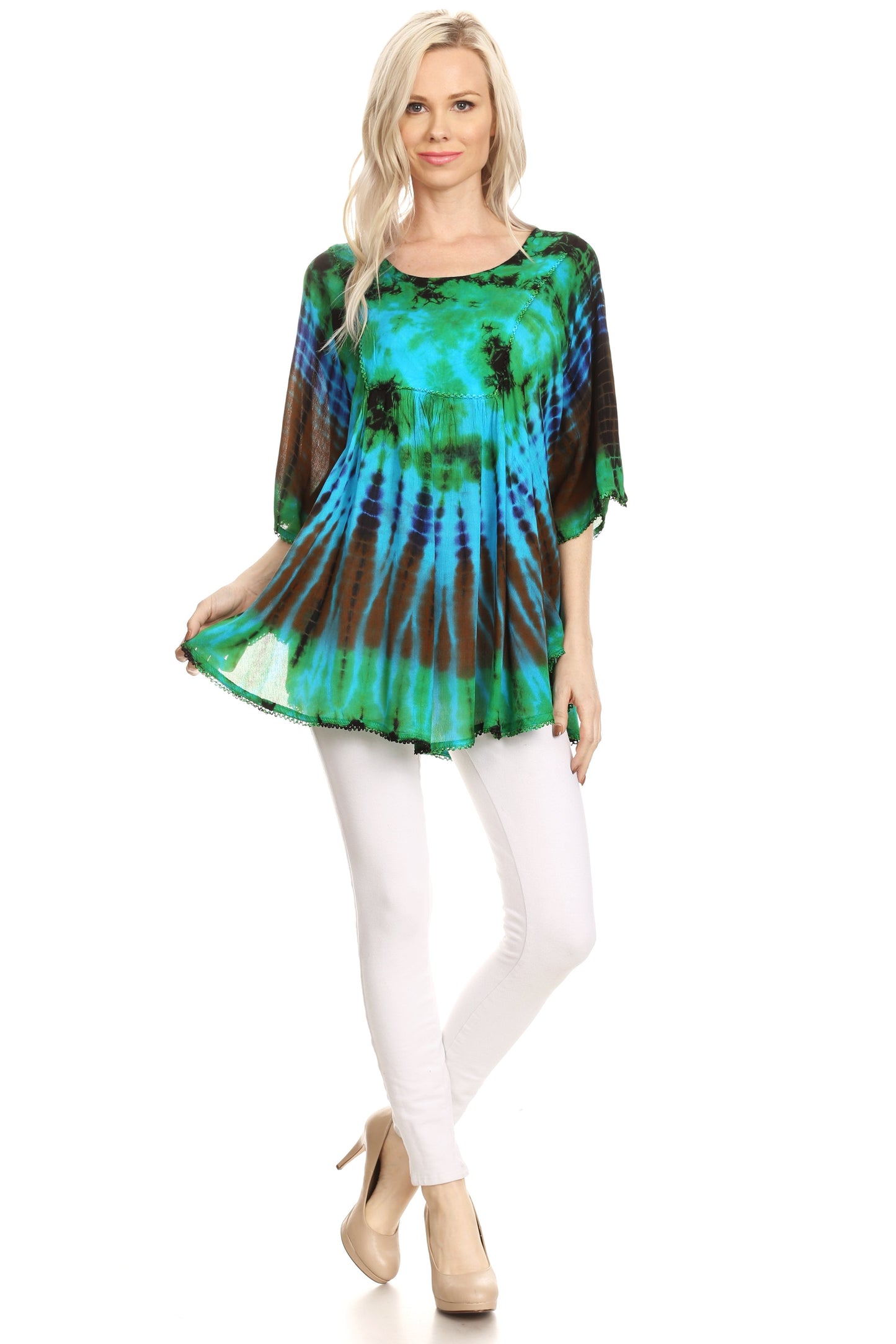 Sakkas Sunia Tie Dye Caftan Sleeve Blouse | Cover Up - Concordia Style Boutique