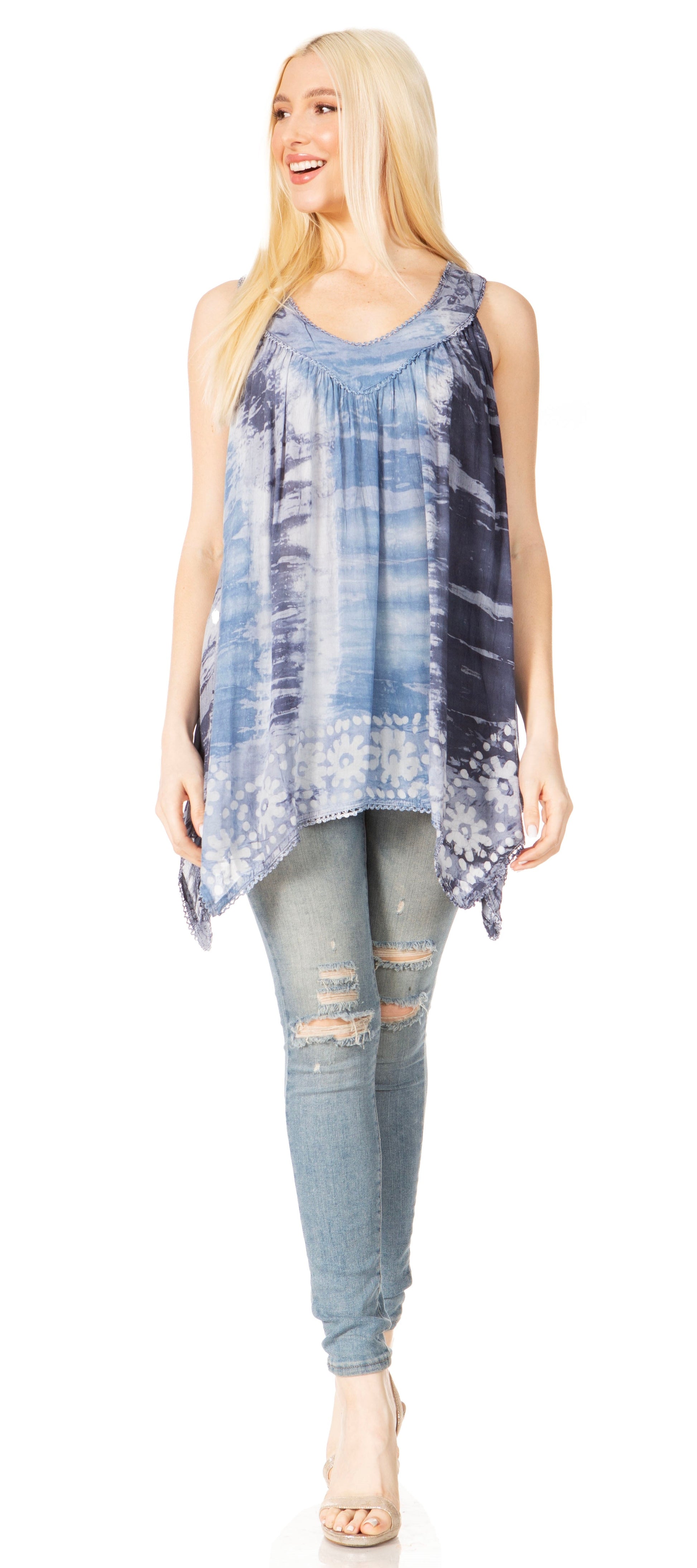 Sakkas Ligia Women's Sleeveless Tie Dye Tank Top: Classic Casual Loose Fit for Summer - Concordia Style Boutique