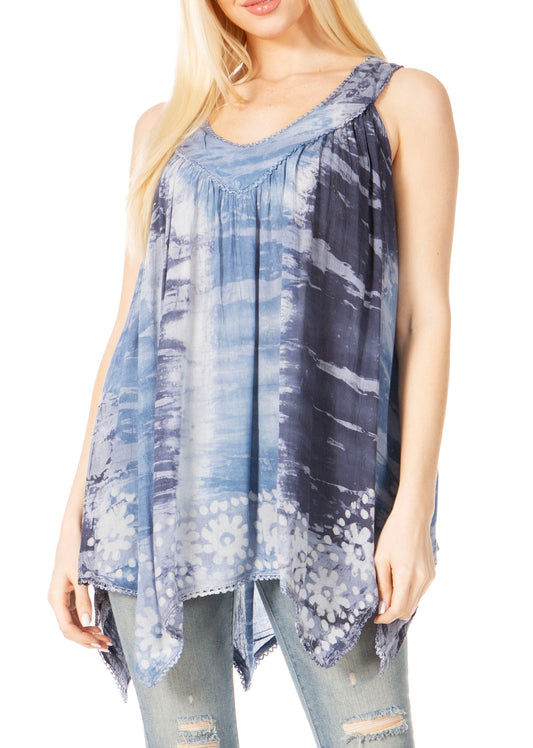 Sakkas Ligia Women's Sleeveless Tie Dye Tank Top: Classic Casual Loose Fit for Summer - Concordia Style Boutique
