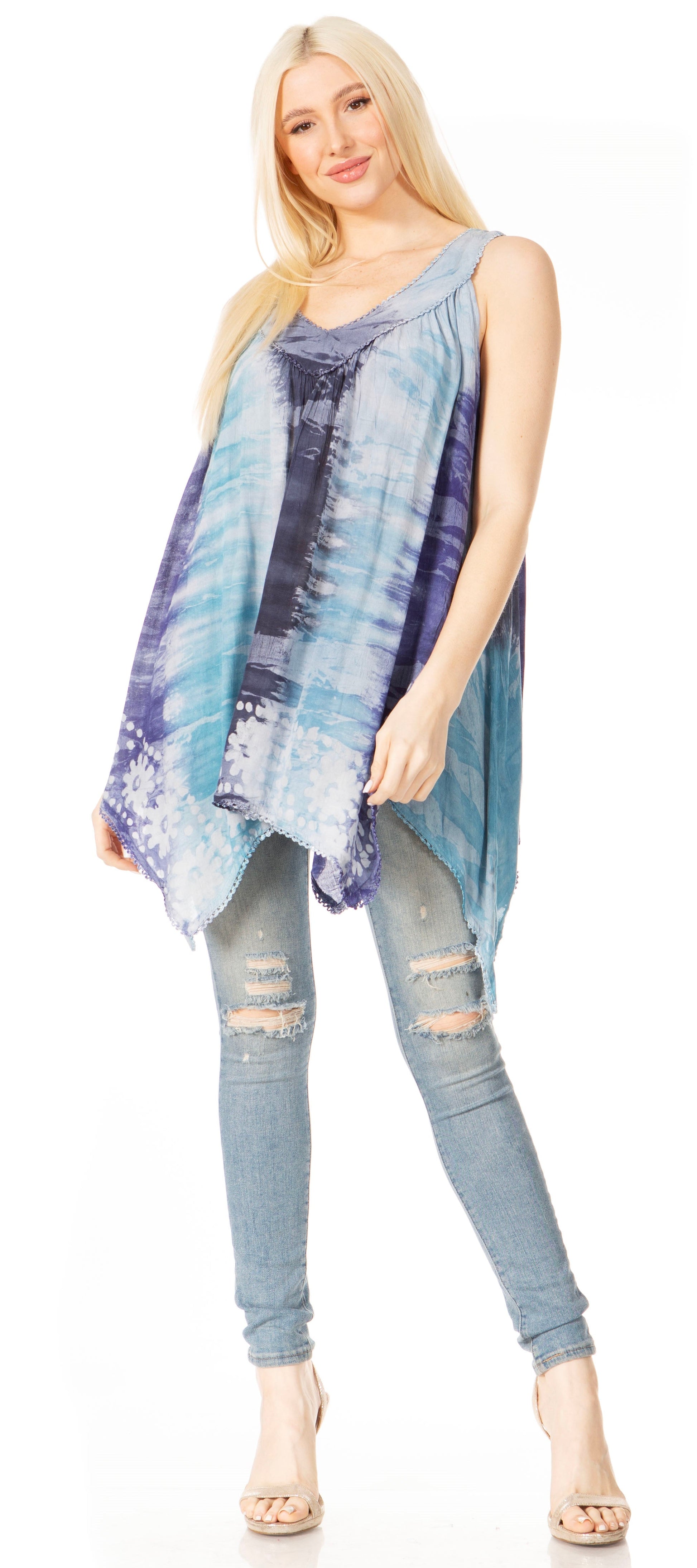 Sakkas Ligia Women's Sleeveless Tie Dye Tank Top: Classic Casual Loose Fit for Summer - Concordia Style Boutique
