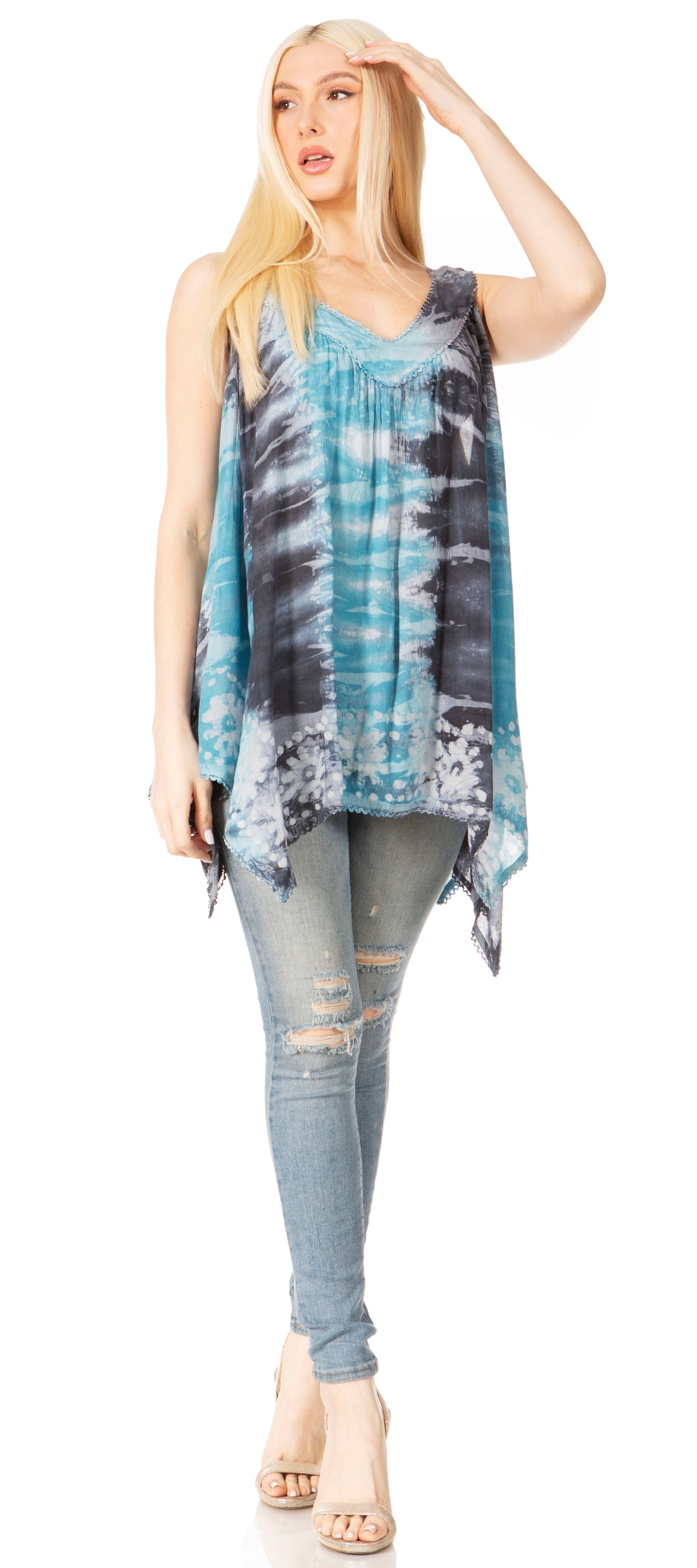 Sakkas Ligia Women's Sleeveless Tie Dye Tank Top: Classic Casual Loose Fit for Summer - Concordia Style Boutique