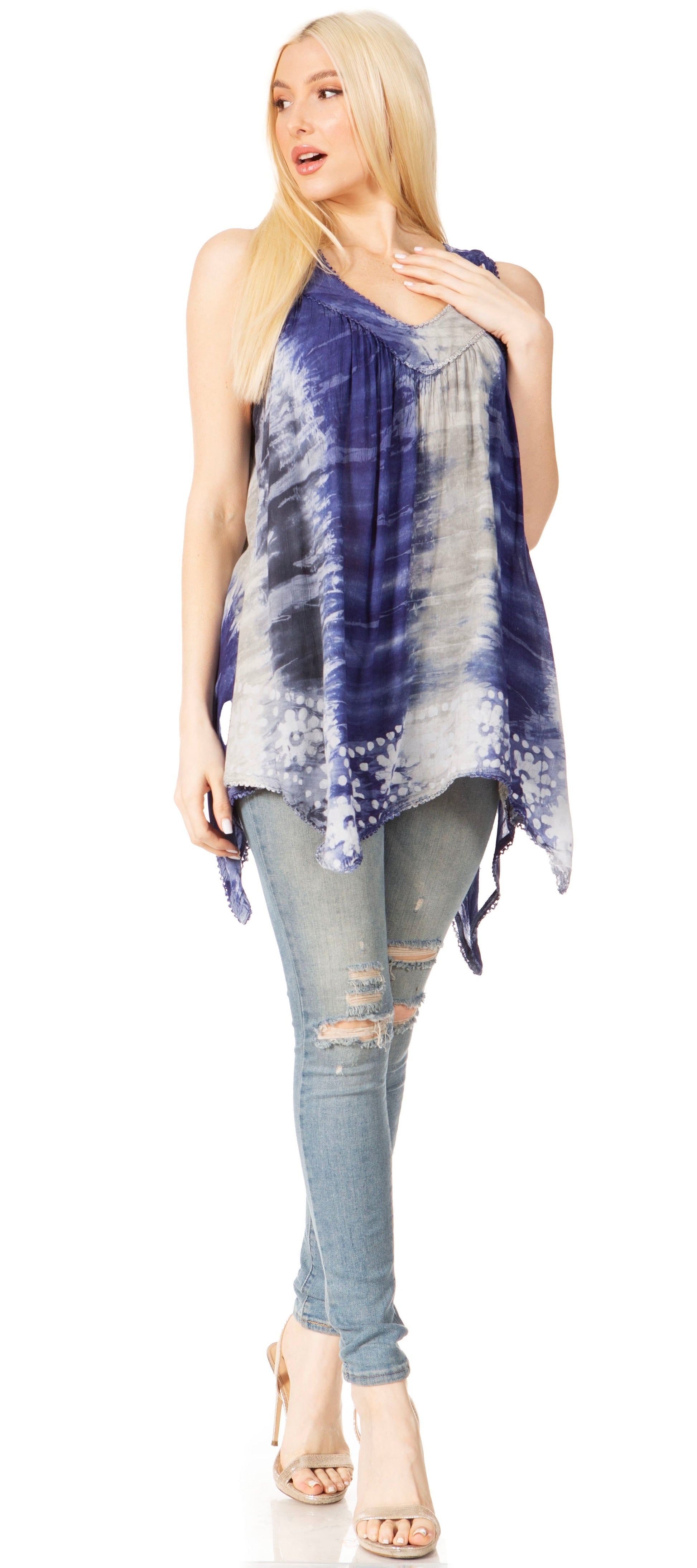 Sakkas Ligia Women's Sleeveless Tie Dye Tank Top: Classic Casual Loose Fit for Summer - Concordia Style Boutique