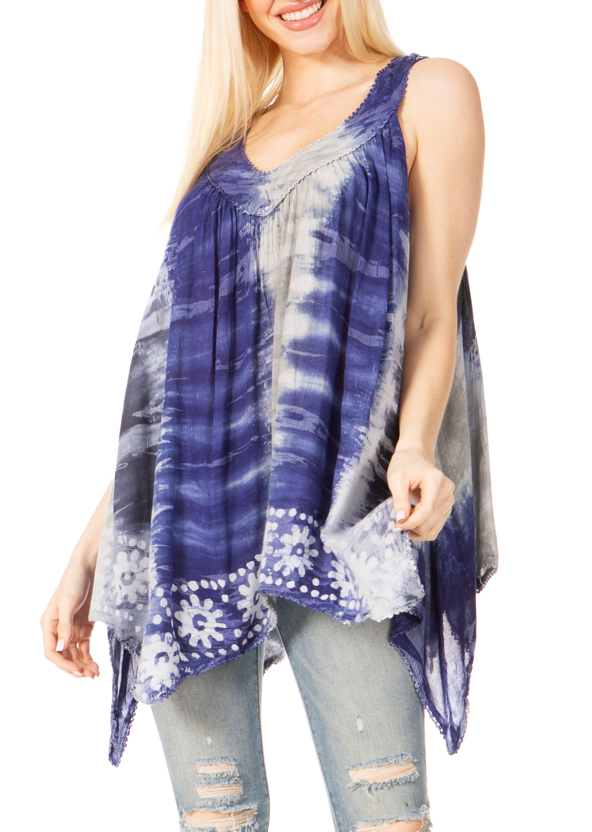 Sakkas Ligia Women's Sleeveless Tie Dye Tank Top: Classic Casual Loose Fit for Summer - Concordia Style Boutique