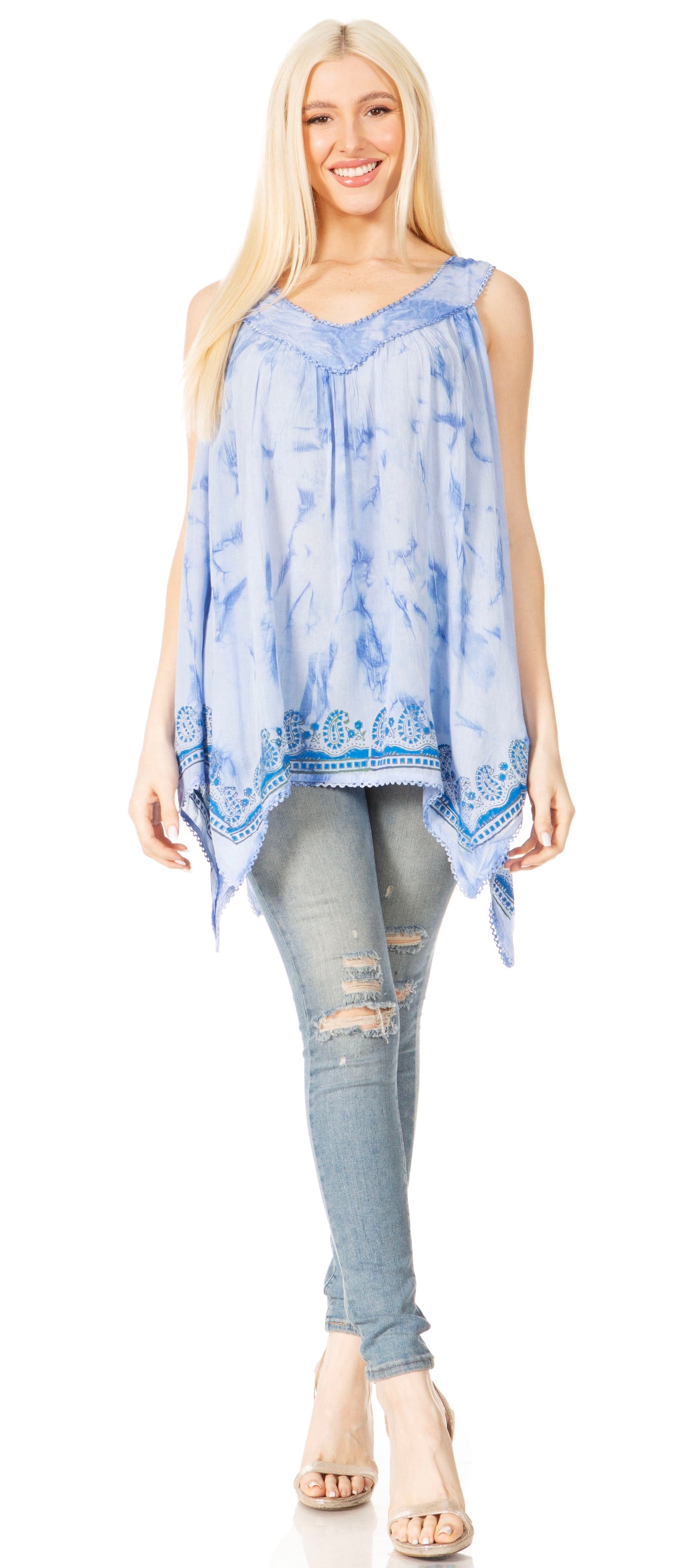 Sakkas Ligia Women's Sleeveless Tie Dye Tank Top: Classic Casual Loose Fit for Summer - Concordia Style Boutique