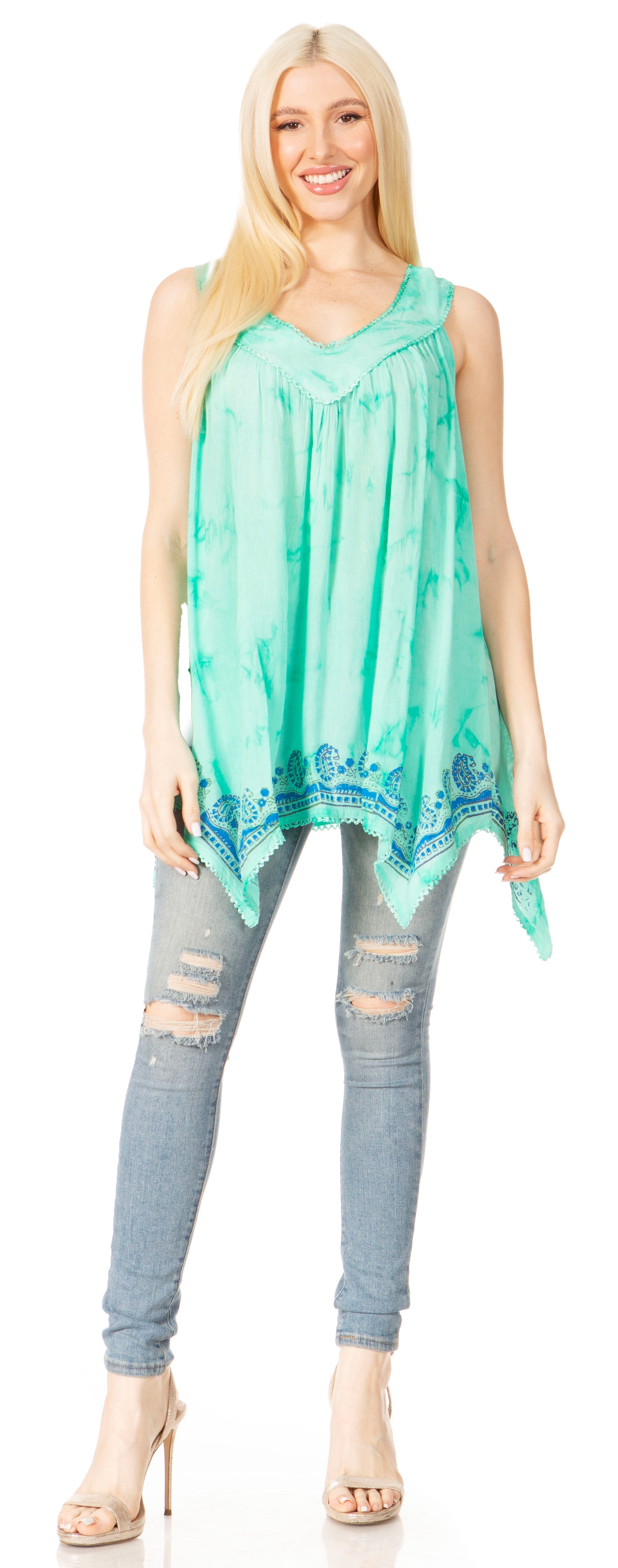 Sakkas Ligia Women's Sleeveless Tie Dye Tank Top: Classic Casual Loose Fit for Summer - Concordia Style Boutique