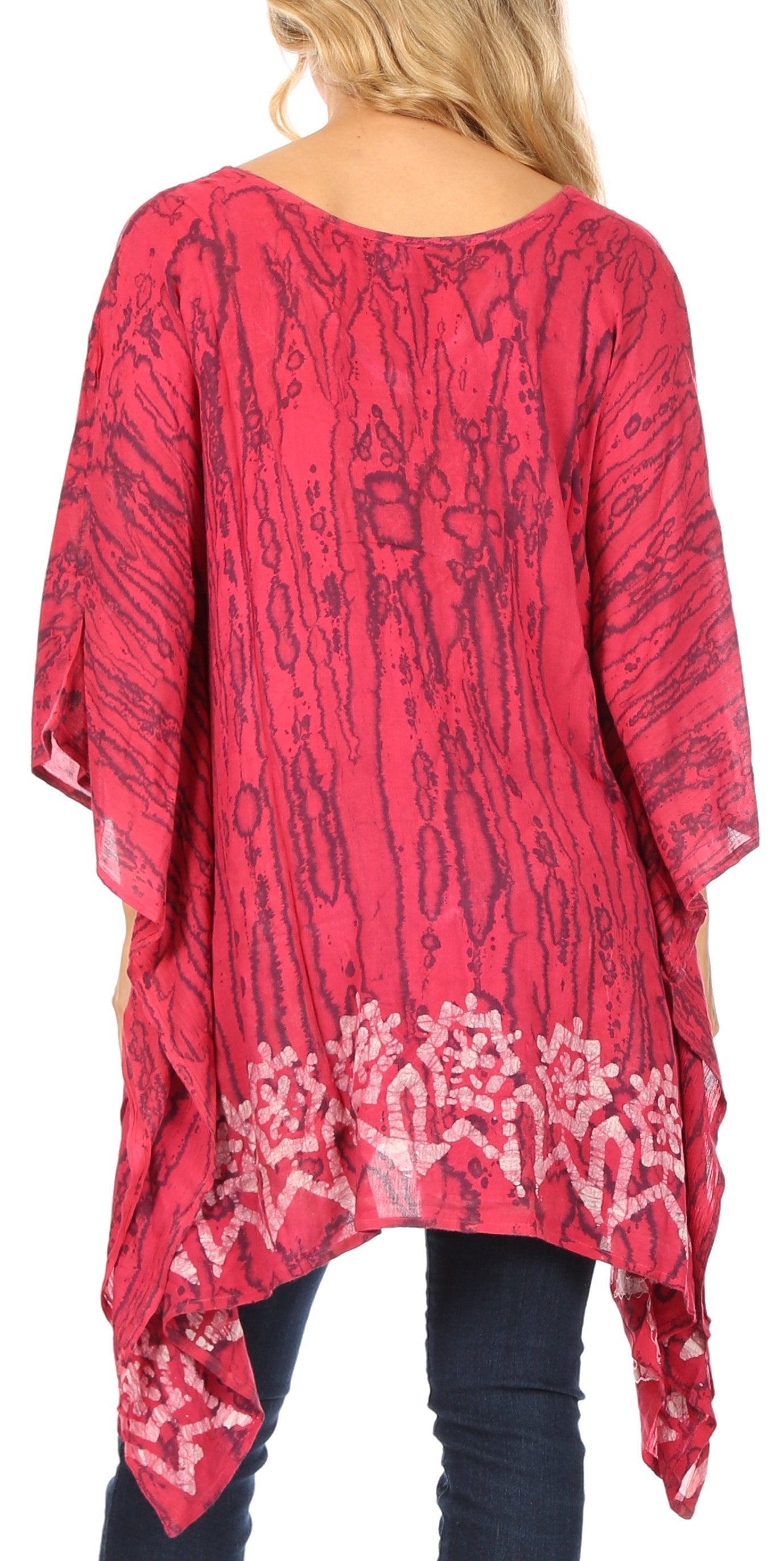 Sakkas Alizia Lightweight Embroidery Batik Top Tunic Blouse Caftan Cover up Poncho - Concordia Style Boutique