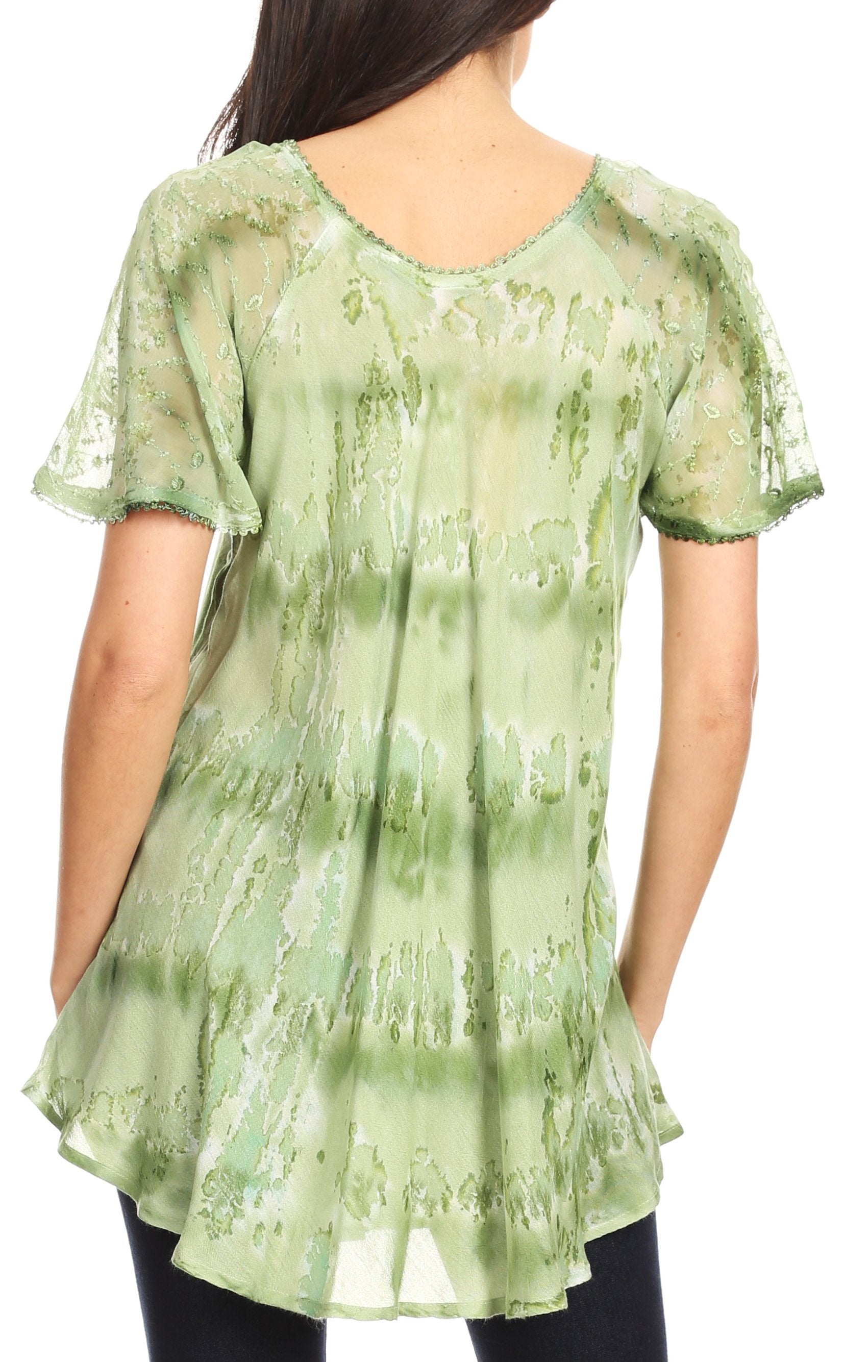 Sakkas Allegra Women's Short Sleeve Loose Fit Casual Tie Dye Blouse Tunic Shirt - Concordia Style Boutique