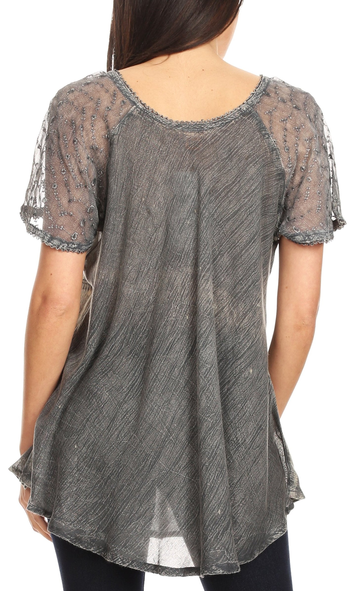 Sakkas Allegra Women's Short Sleeve Loose Fit Casual Tie Dye Blouse Tunic Shirt - Concordia Style Boutique