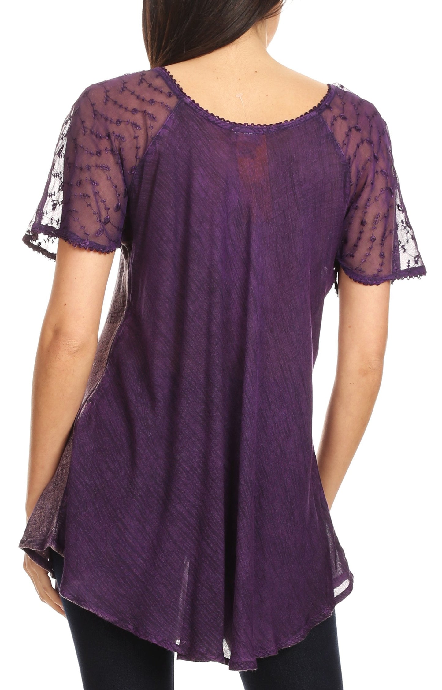 Sakkas Allegra Women's Short Sleeve Loose Fit Casual Tie Dye Blouse Tunic Shirt - Concordia Style Boutique
