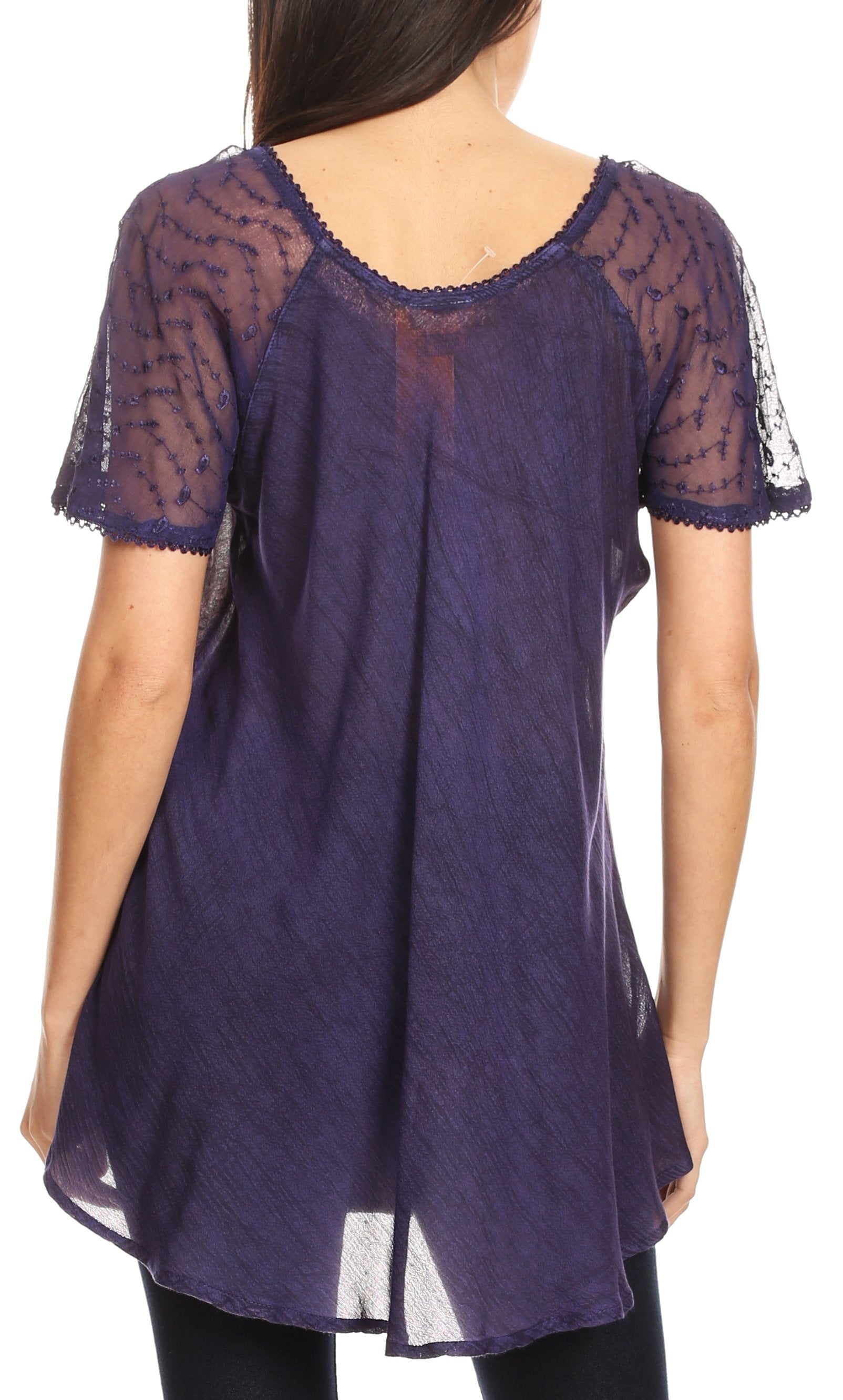 Sakkas Allegra Women's Short Sleeve Loose Fit Casual Tie Dye Blouse Tunic Shirt - Concordia Style Boutique