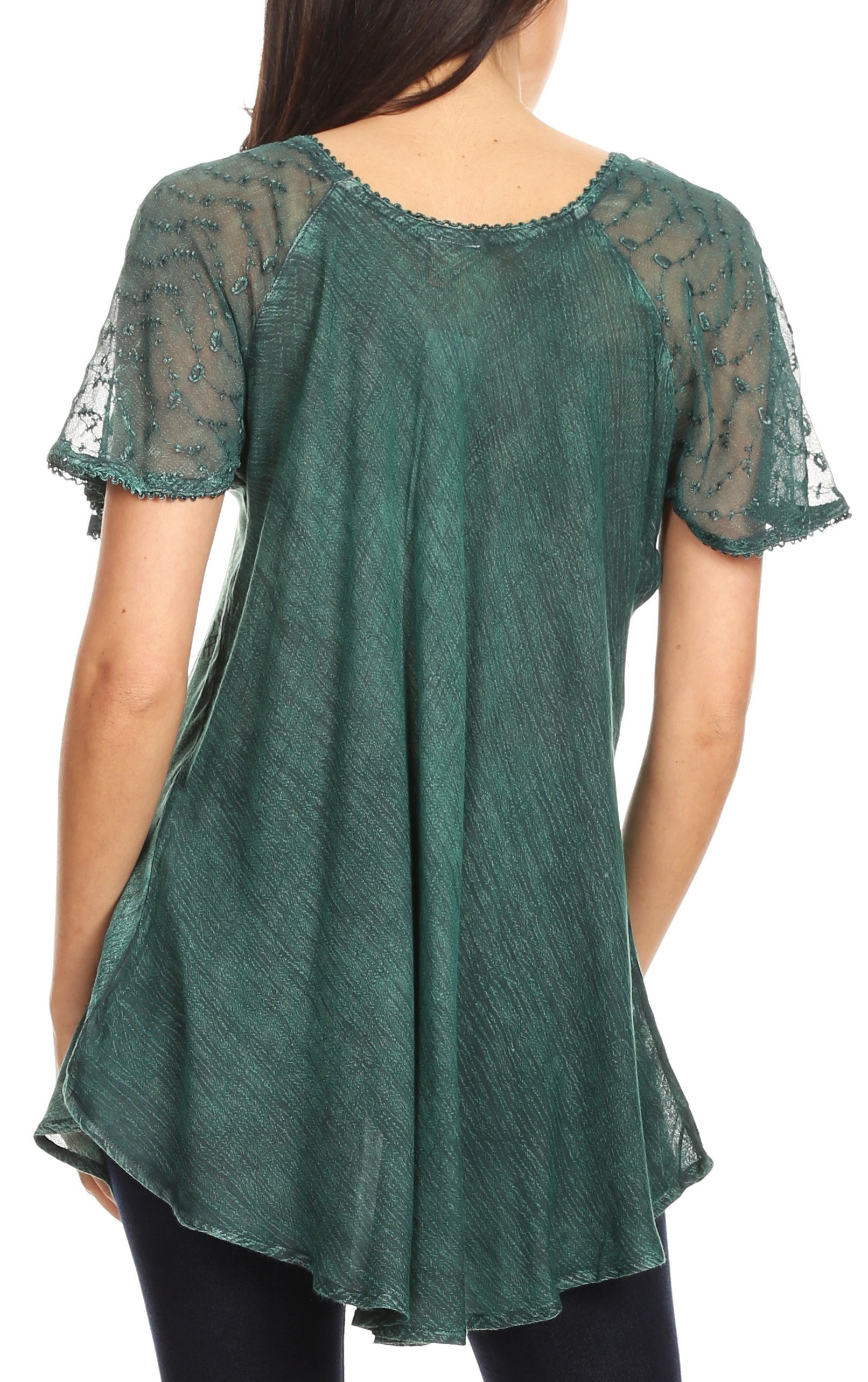 Sakkas Allegra Women's Short Sleeve Loose Fit Casual Tie Dye Blouse Tunic Shirt - Concordia Style Boutique