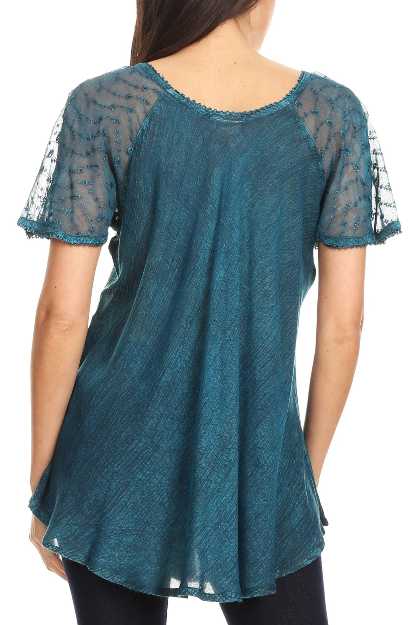 Sakkas Allegra Women's Short Sleeve Loose Fit Casual Tie Dye Blouse Tunic Shirt - Concordia Style Boutique