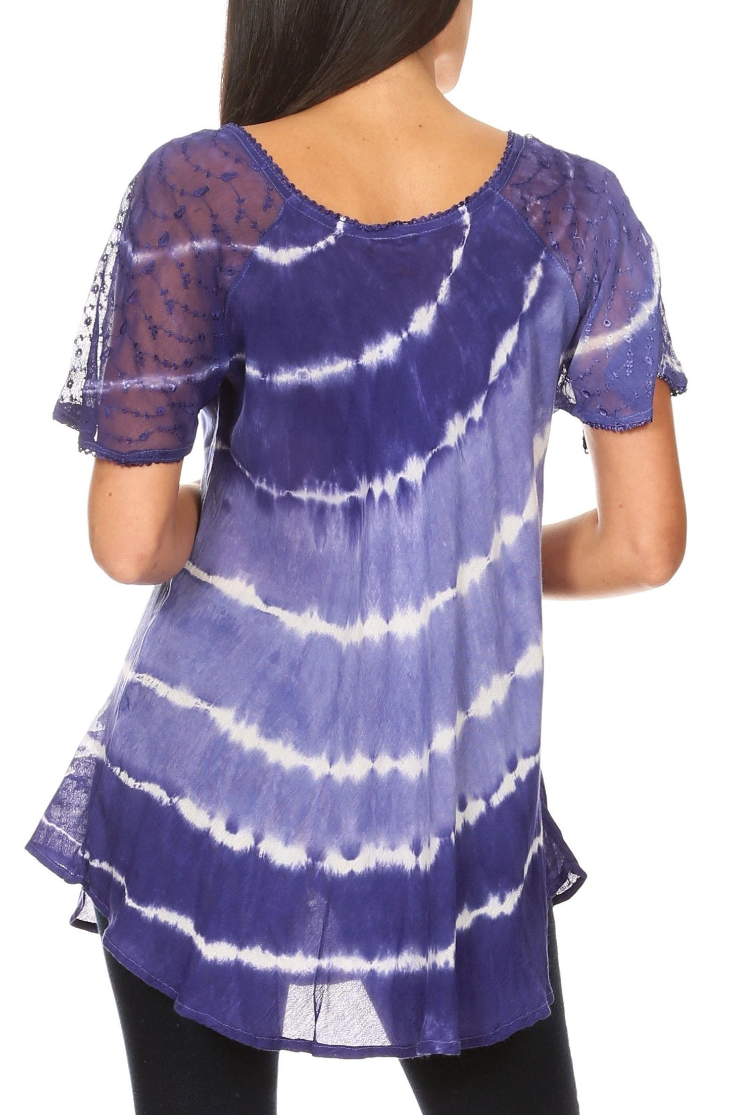 Sakkas Aline Women's Short Sleeve Casual Light Loose Scoop Neck Top Blouse Shirt - Concordia Style Boutique