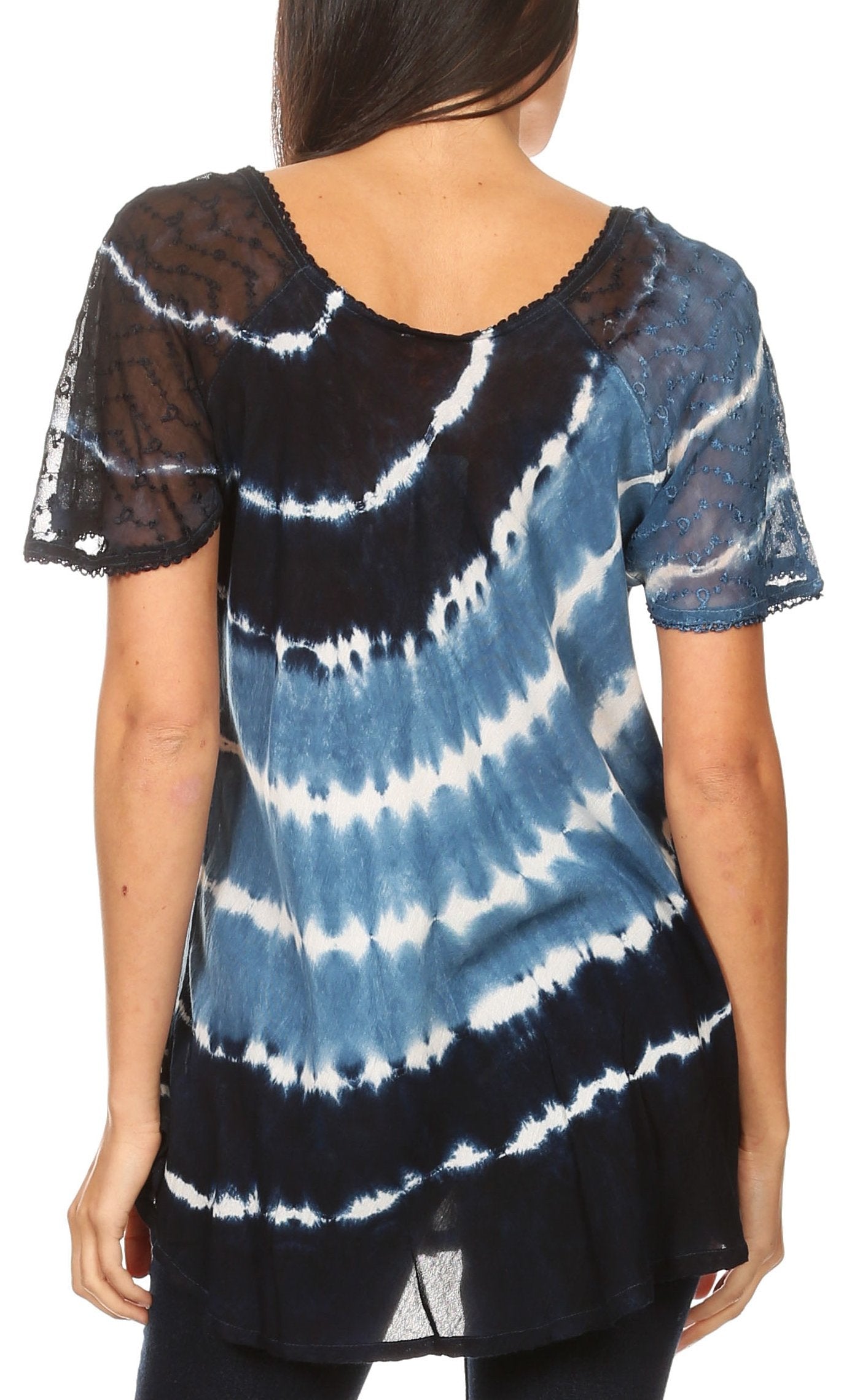 Sakkas Aline Women's Short Sleeve Casual Light Loose Scoop Neck Top Blouse Shirt - Concordia Style Boutique