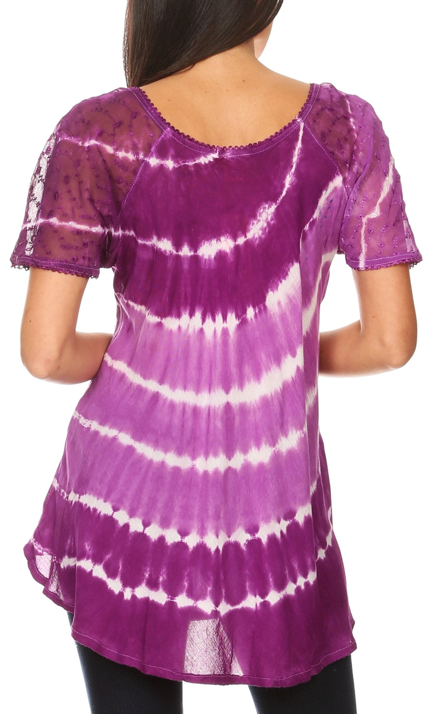 Sakkas Aline Women's Short Sleeve Casual Light Loose Scoop Neck Top Blouse Shirt - Concordia Style Boutique