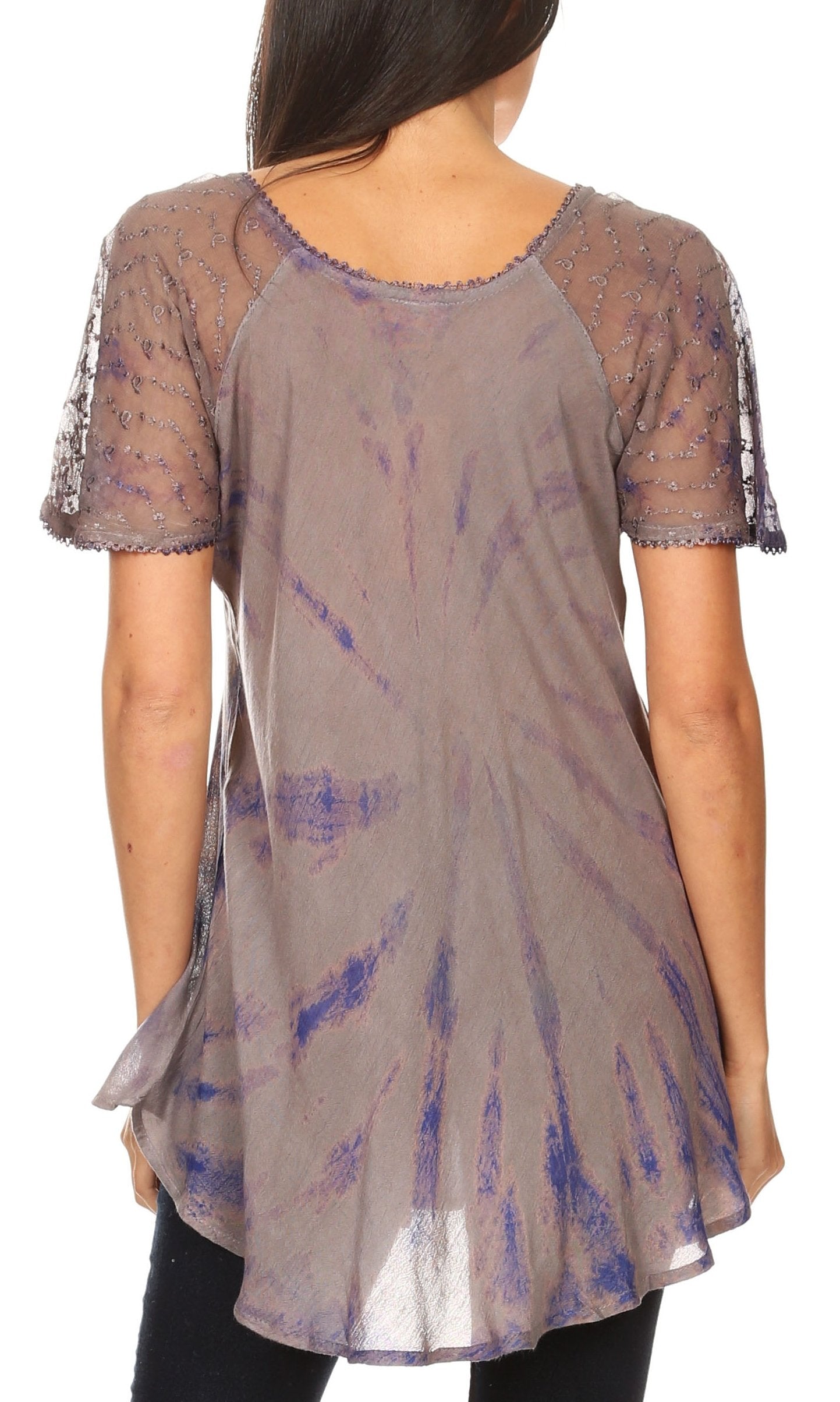 Sakkas Aline Women's Short Sleeve Casual Light Loose Scoop Neck Top Blouse Shirt - Concordia Style Boutique