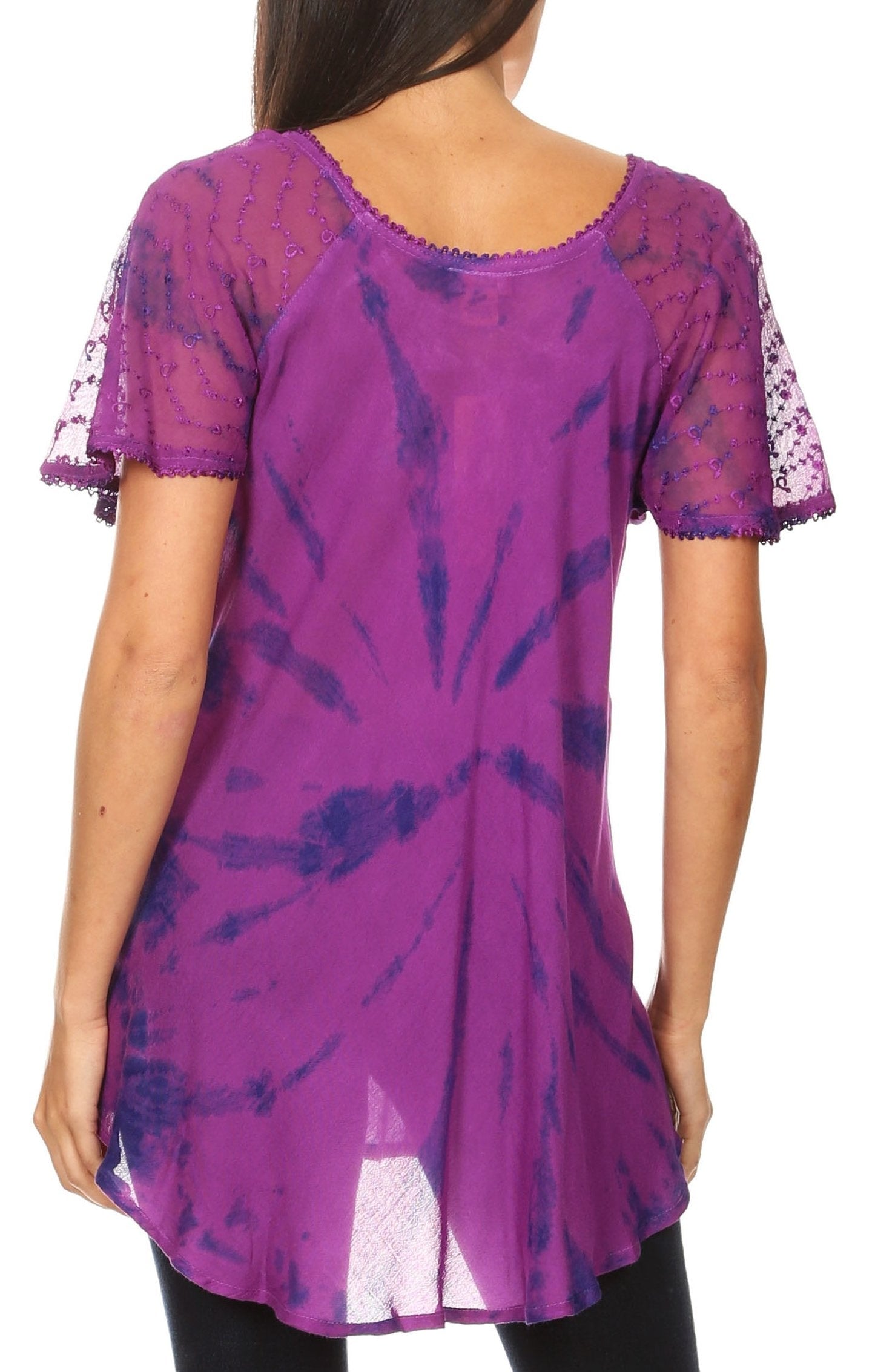 Sakkas Aline Women's Short Sleeve Casual Light Loose Scoop Neck Top Blouse Shirt - Concordia Style Boutique