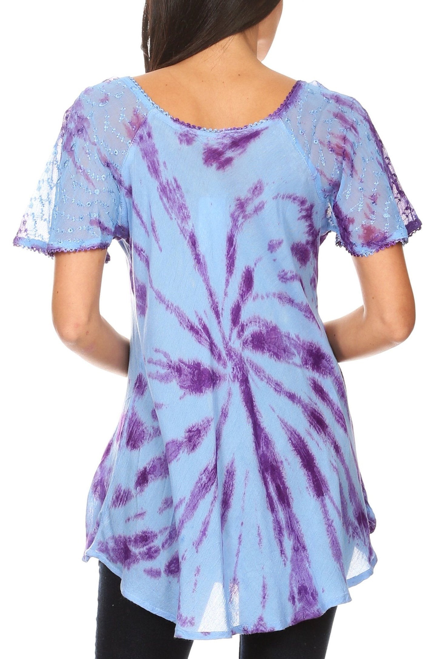 Sakkas Aline Women's Short Sleeve Casual Light Loose Scoop Neck Top Blouse Shirt - Concordia Style Boutique