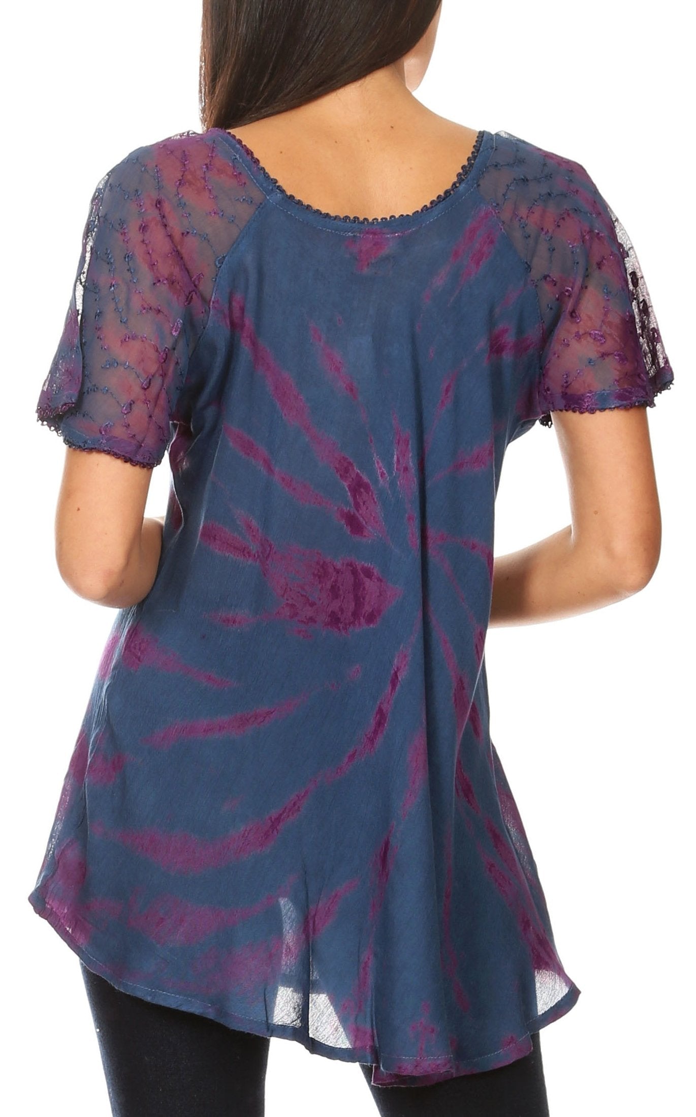 Sakkas Aline Women's Short Sleeve Casual Light Loose Scoop Neck Top Blouse Shirt - Concordia Style Boutique