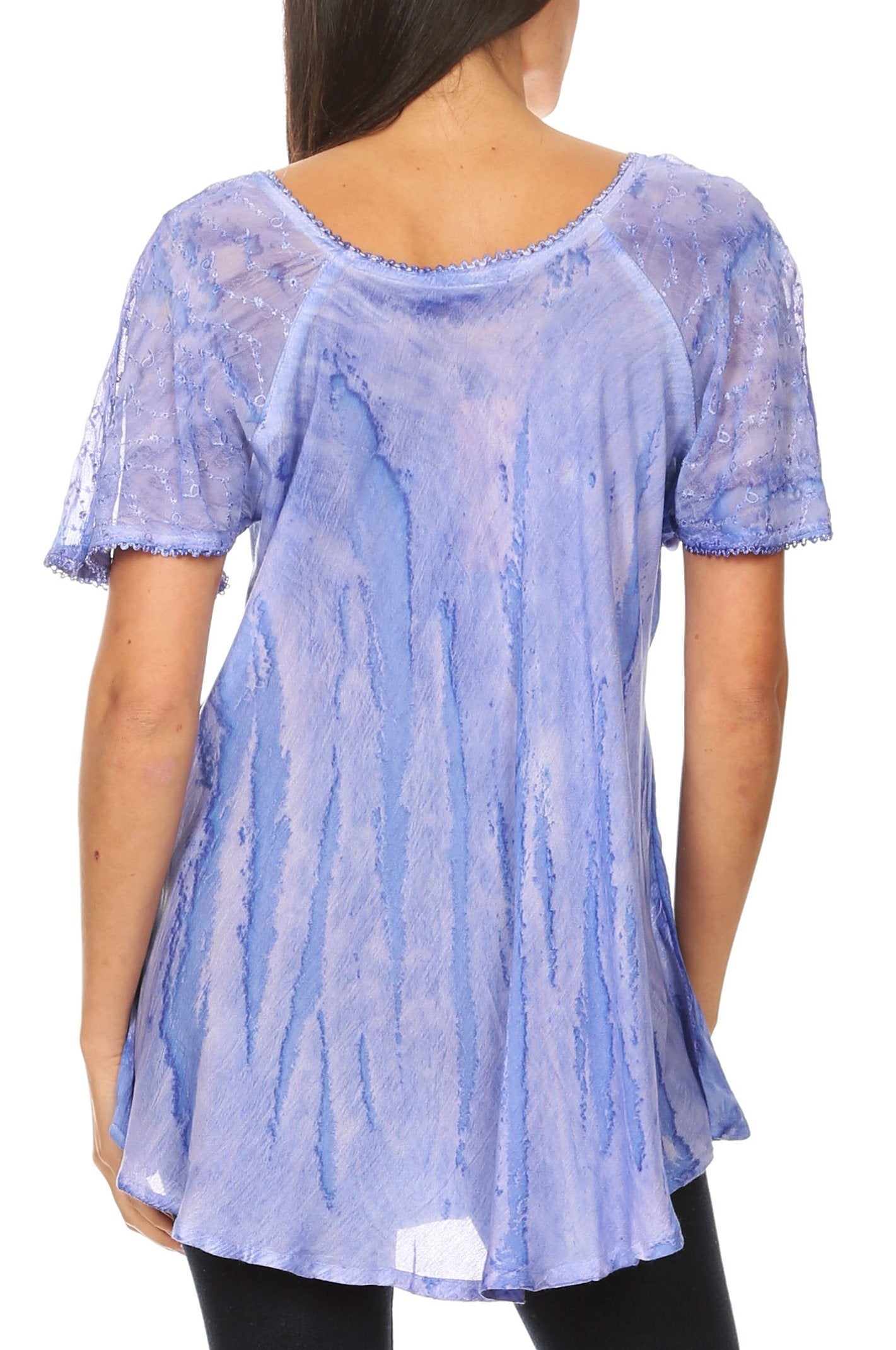Sakkas Aline Women's Short Sleeve Casual Light Loose Scoop Neck Top Blouse Shirt - Concordia Style Boutique