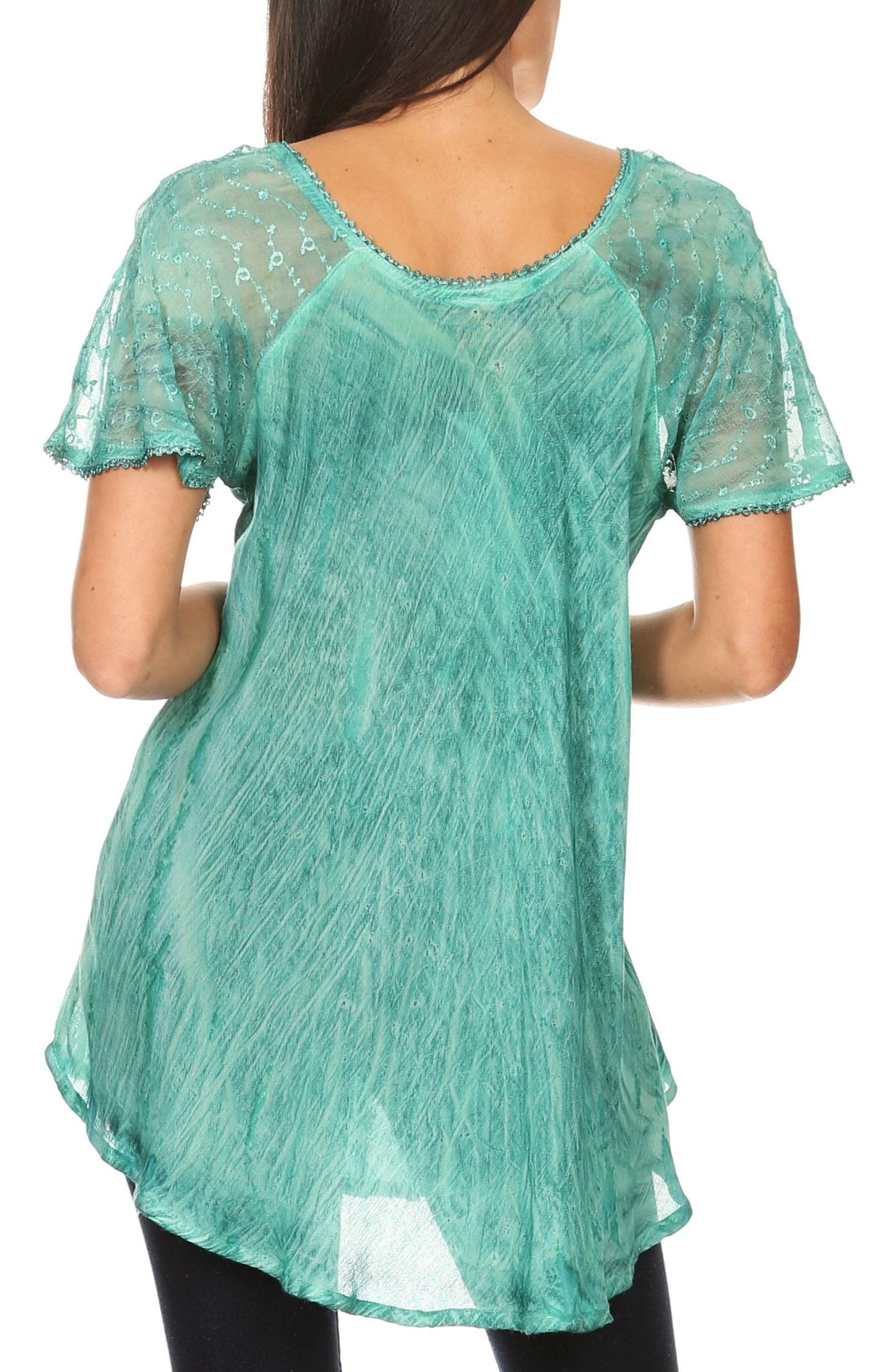 Sakkas Aline Women's Short Sleeve Casual Light Loose Scoop Neck Top Blouse Shirt - Concordia Style Boutique