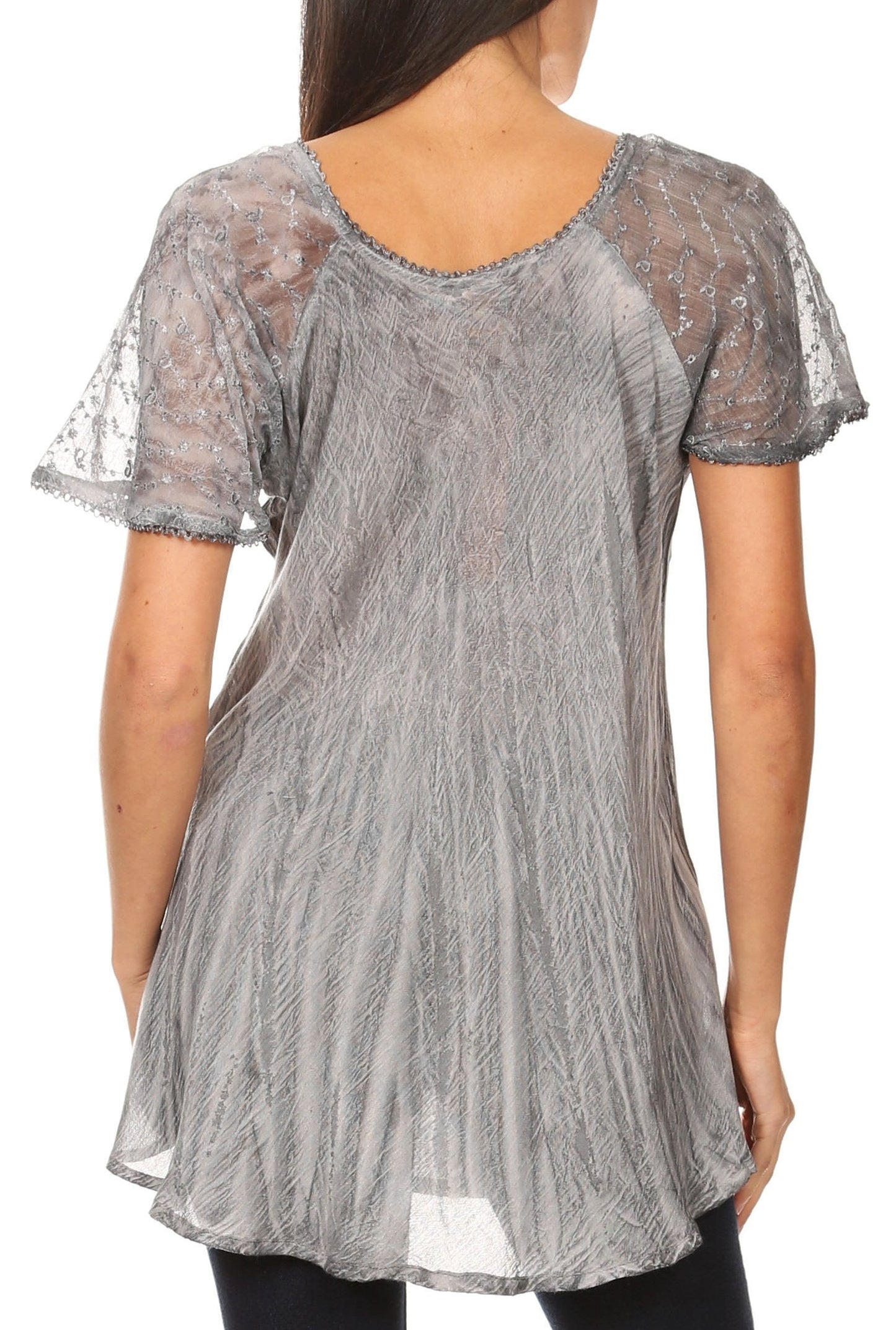 Sakkas Aline Women's Short Sleeve Casual Light Loose Scoop Neck Top Blouse Shirt - Concordia Style Boutique