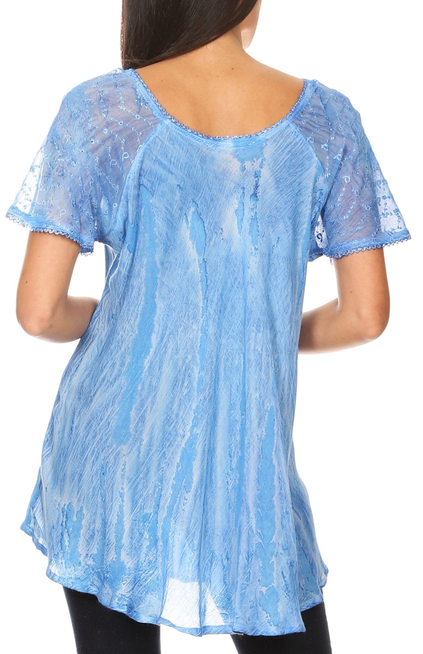 Sakkas Aline Women's Short Sleeve Casual Light Loose Scoop Neck Top Blouse Shirt - Concordia Style Boutique