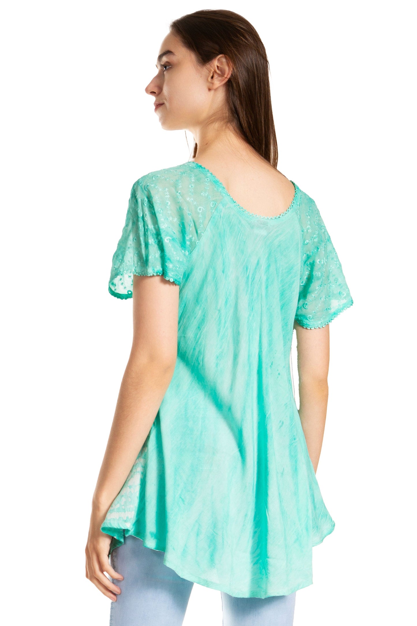 Sakkas Marzia Women's Loose Fit Short Sleeve Casual Tie Dye Batik Blouse Top Tunic - Concordia Style Boutique