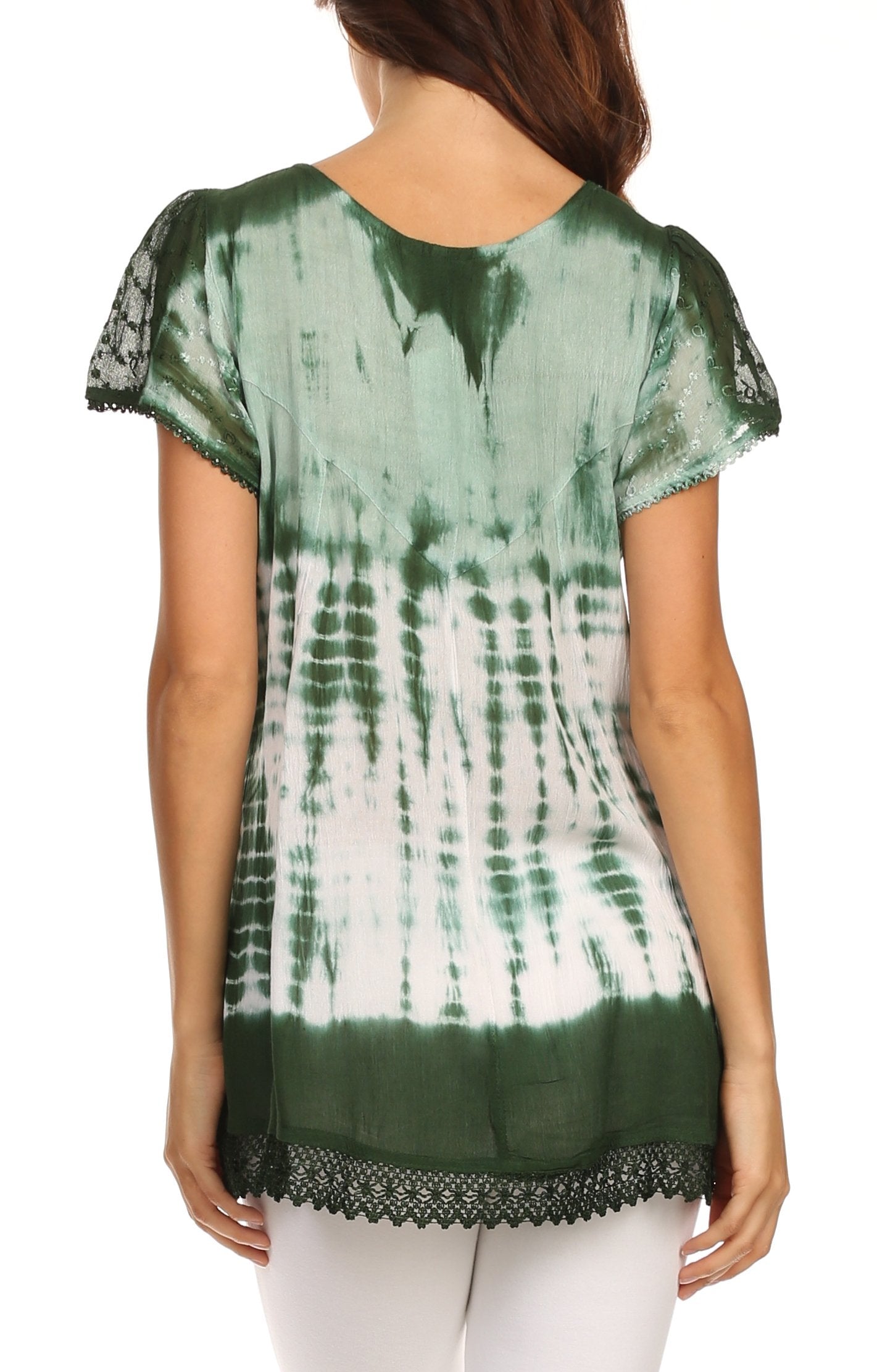 Sakkas Violet Embroidery Tie Dye Sequin Accents Blouse / Top - Concordia Style Boutique