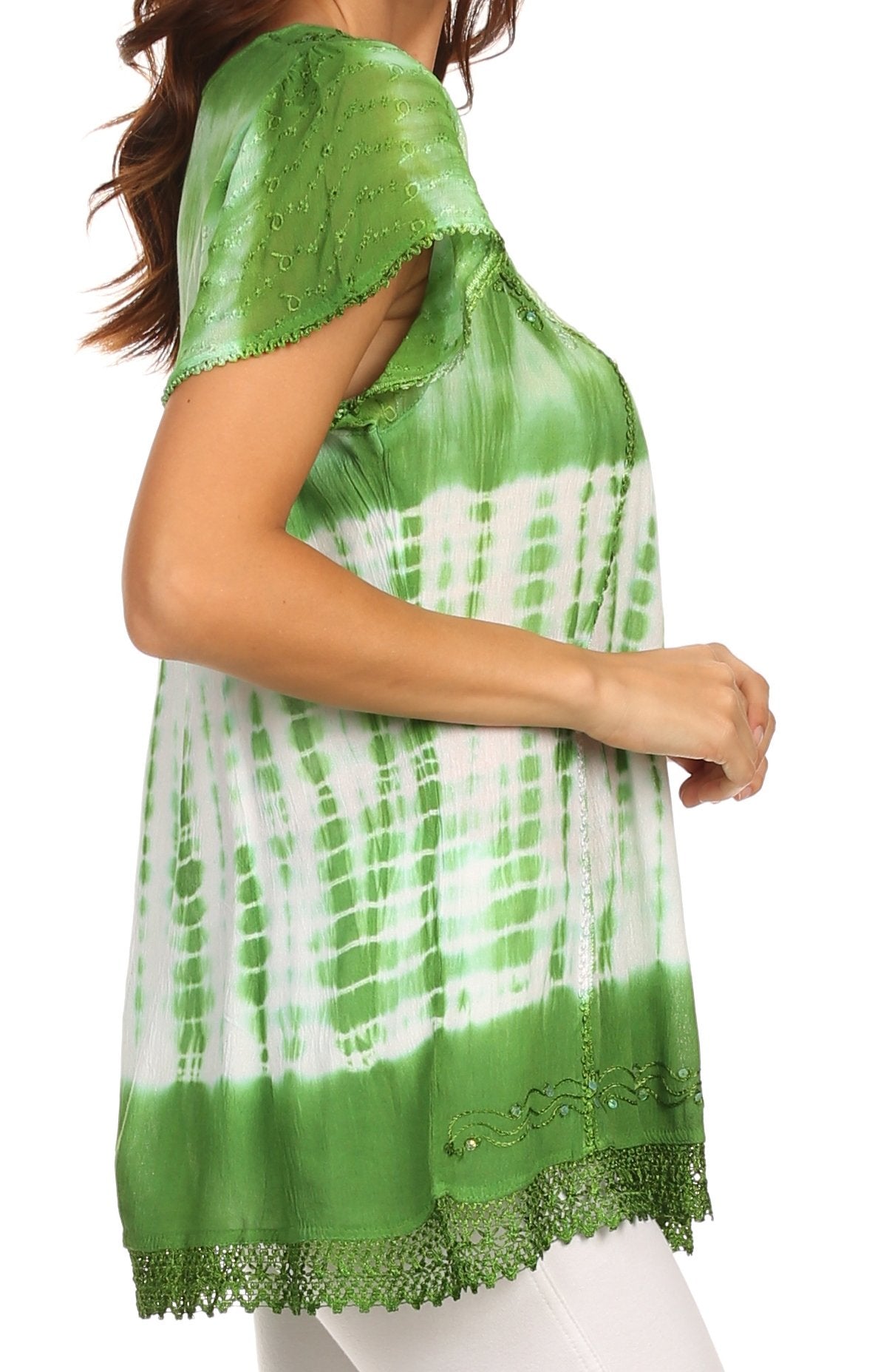 Sakkas Violet Embroidery Tie Dye Sequin Accents Blouse / Top - Concordia Style Boutique