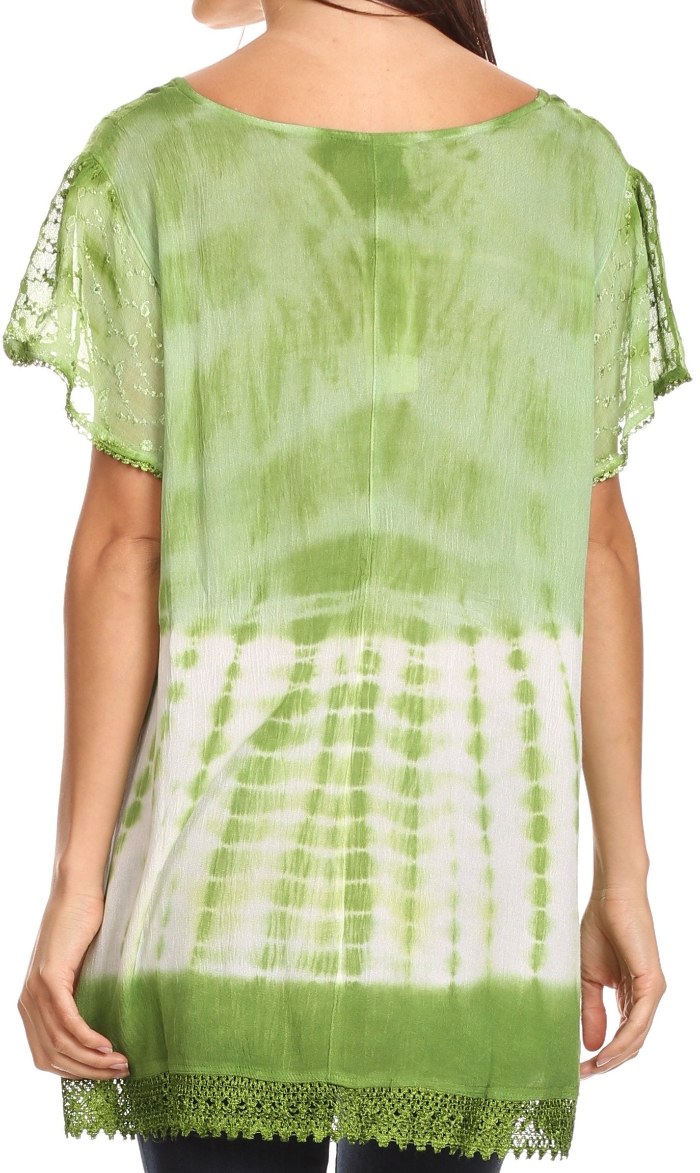 Sakkas Violet Embroidery Tie Dye Sequin Accents Blouse / Top - Concordia Style Boutique