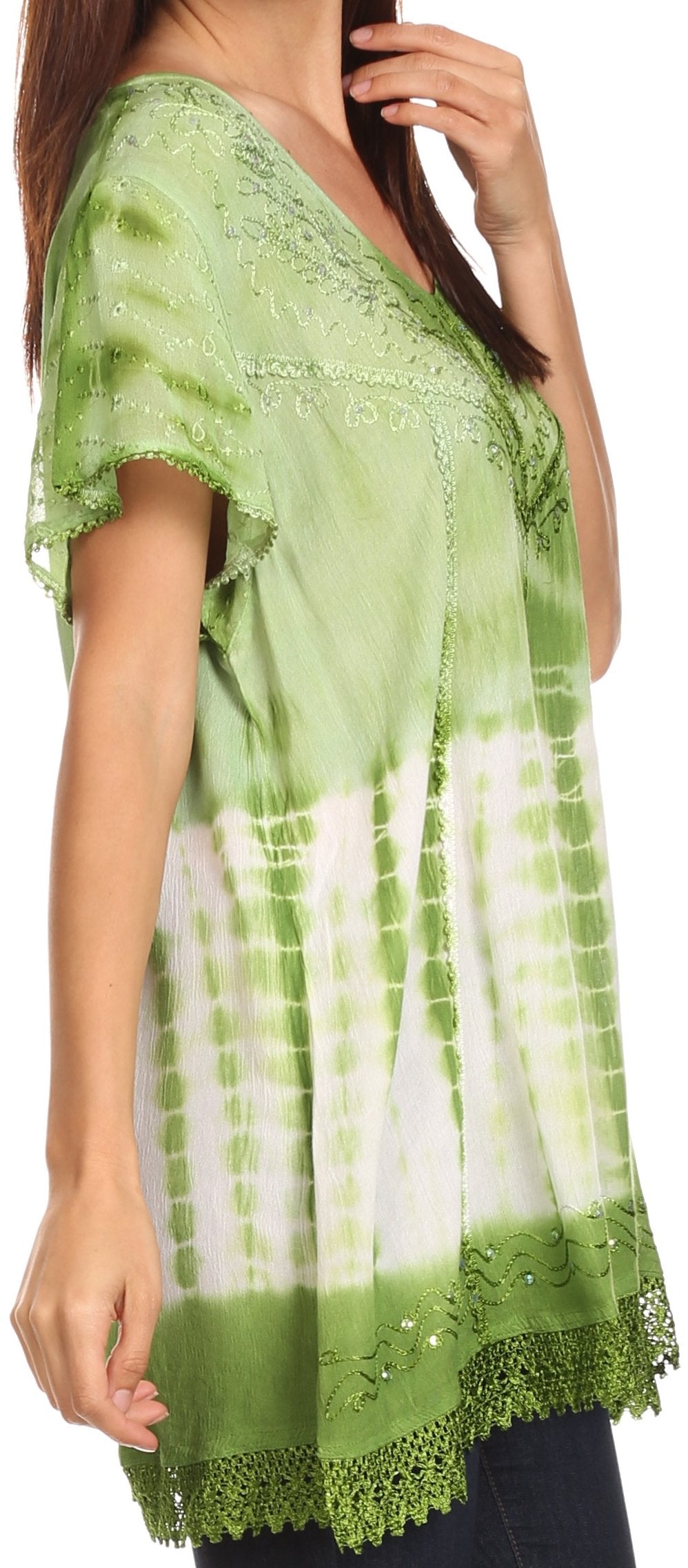 Sakkas Violet Embroidery Tie Dye Sequin Accents Blouse / Top - Concordia Style Boutique