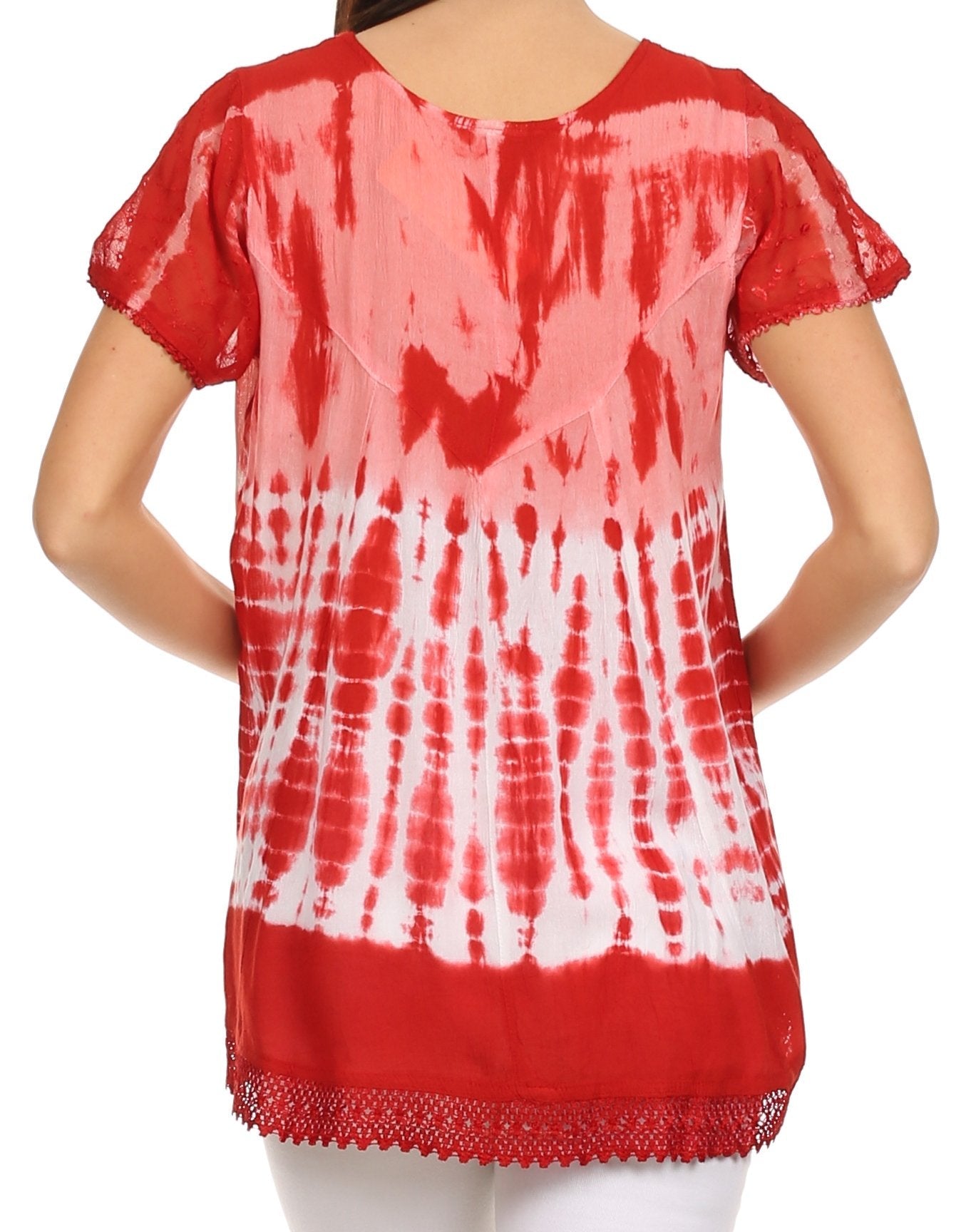 Sakkas Violet Embroidery Tie Dye Sequin Accents Blouse / Top - Concordia Style Boutique