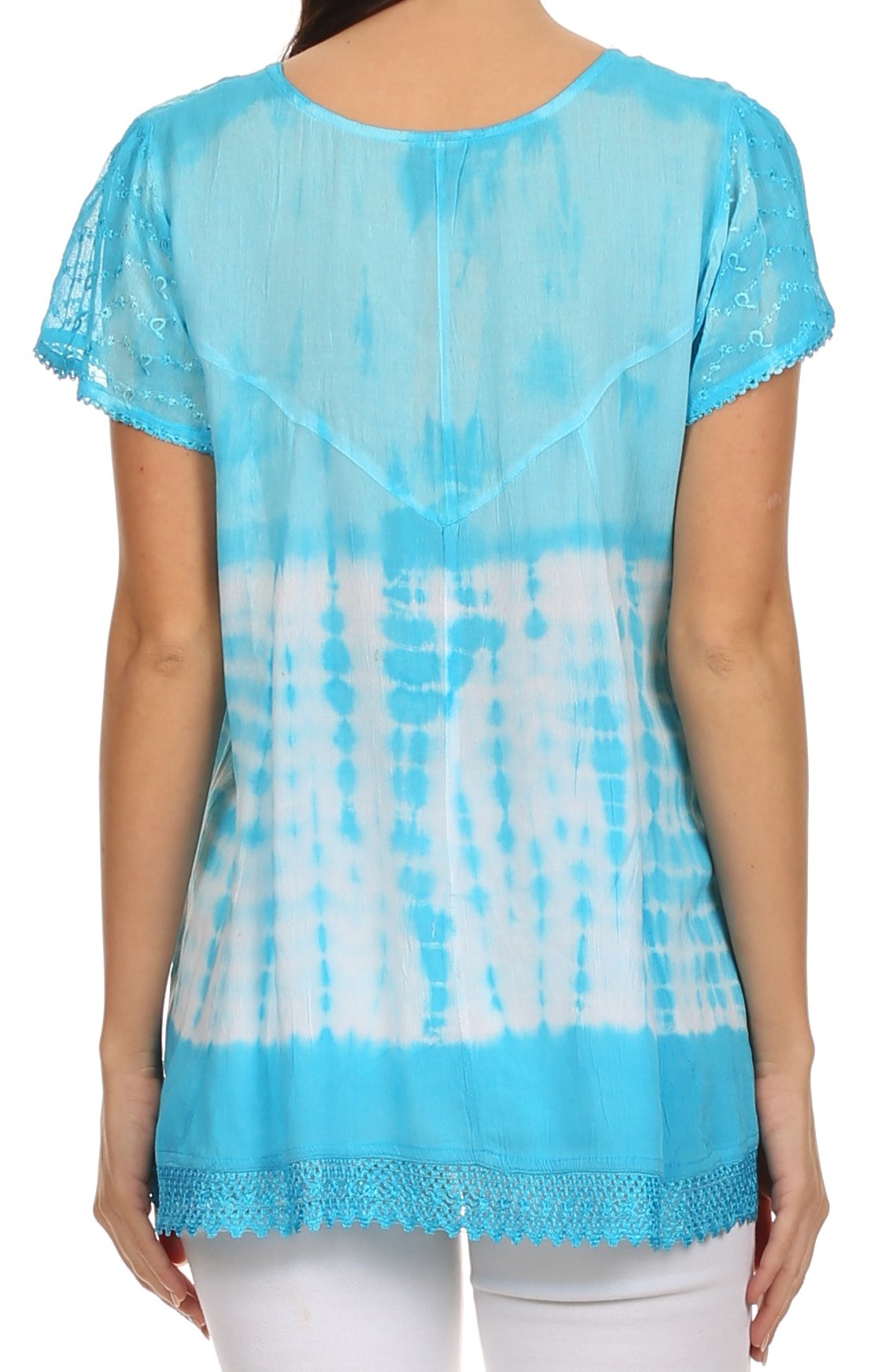 Sakkas Violet Embroidery Tie Dye Sequin Accents Blouse / Top - Concordia Style Boutique