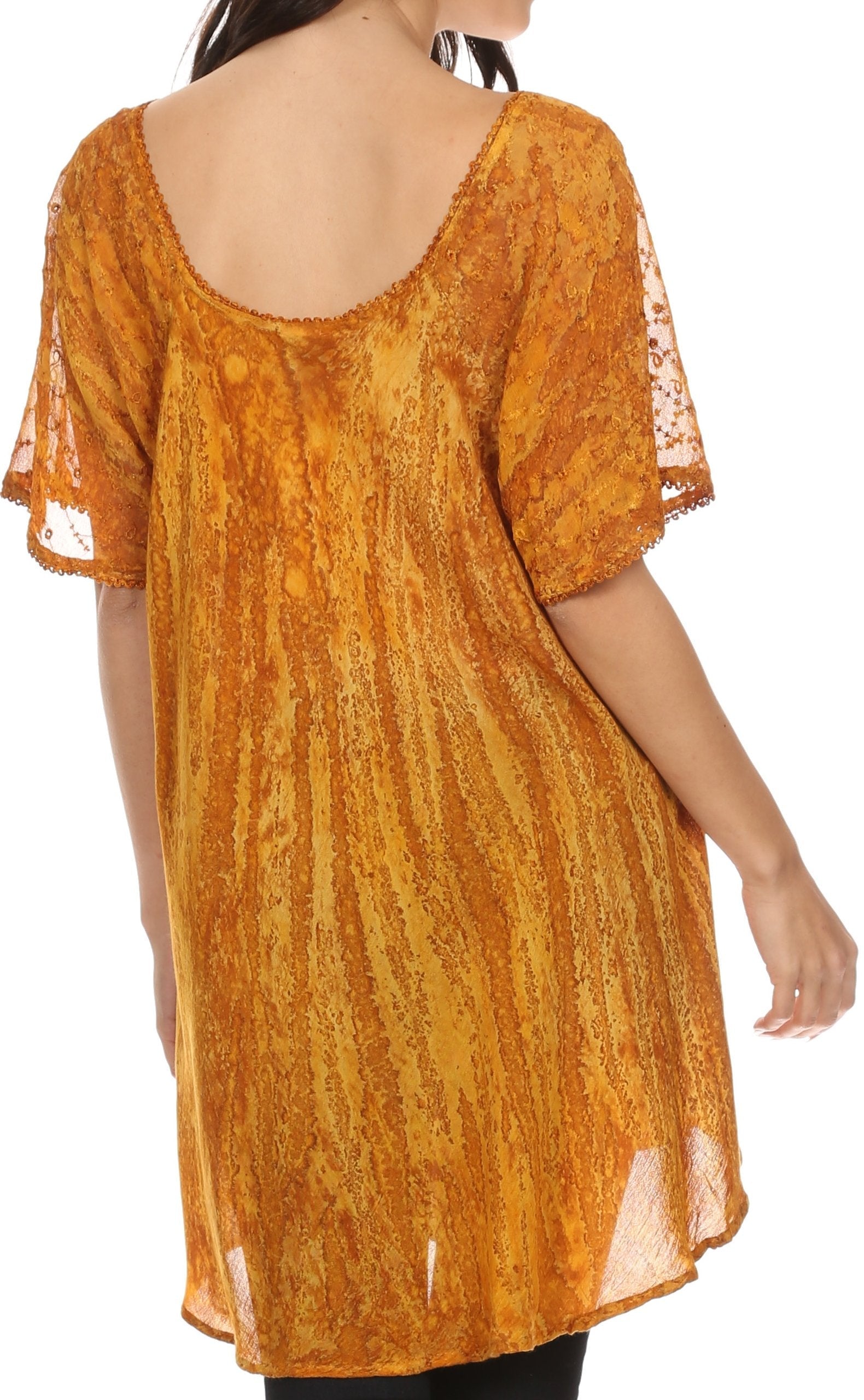 Sakkas Zoya Marbled Embroidery Cap Sleeves Blouse / Top - Concordia Style Boutique