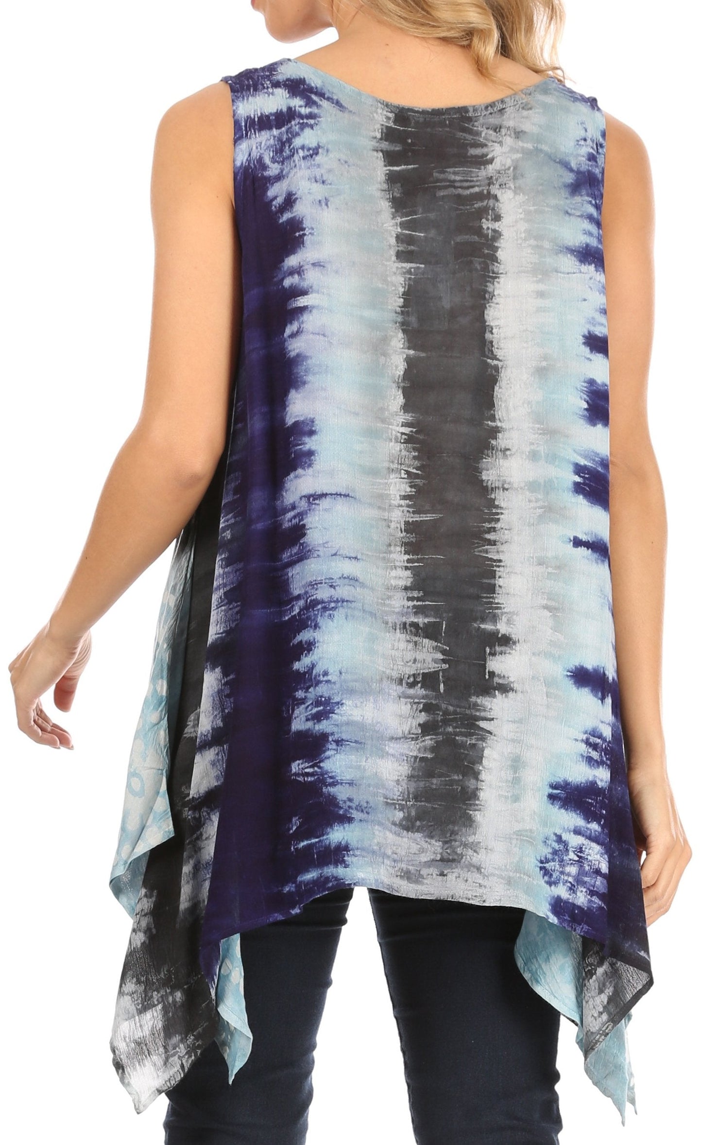 Sakkas Marin Women's Sleeveless Loose Boho Casual Tank Top Blouse Tie-dye & Batik - Concordia Style Boutique