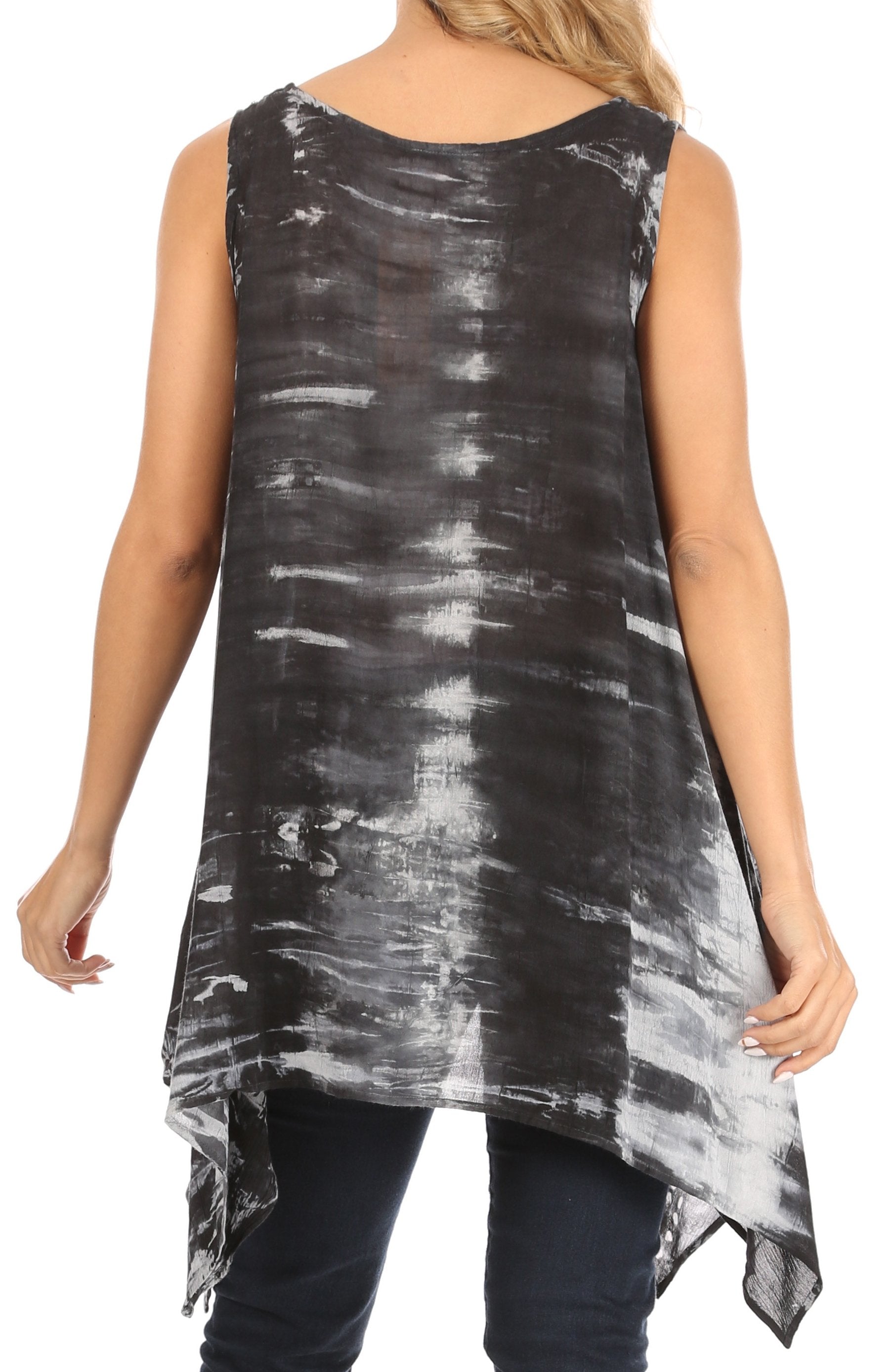 Sakkas Marin Women's Sleeveless Loose Boho Casual Tank Top Blouse Tie-dye & Batik - Concordia Style Boutique